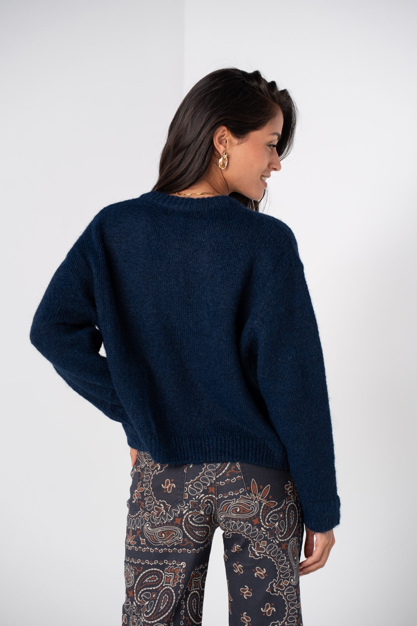 Maison Onado Elise gilet maille bleu marine