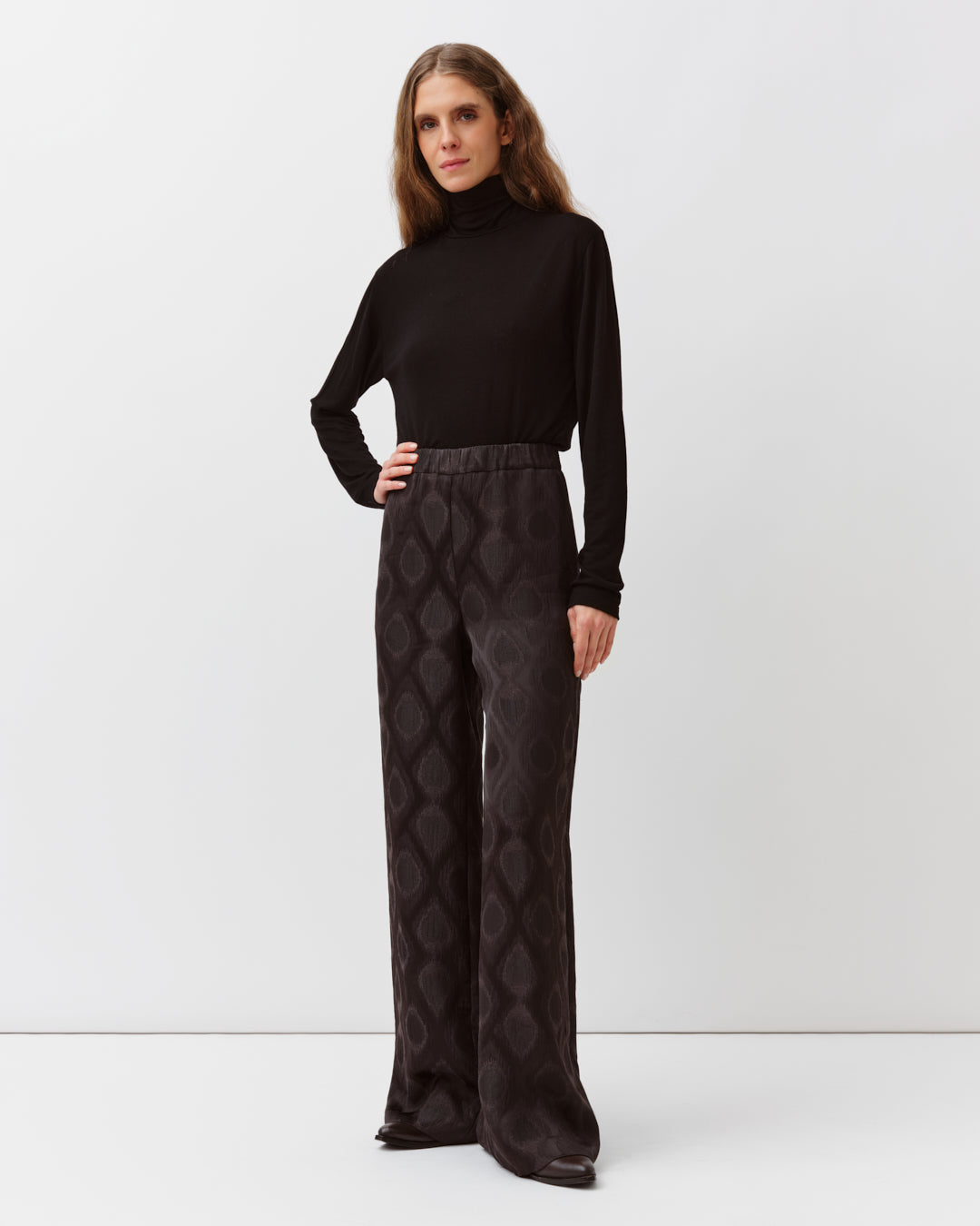 DIEGA Portorico pantalon chocolat jacquard