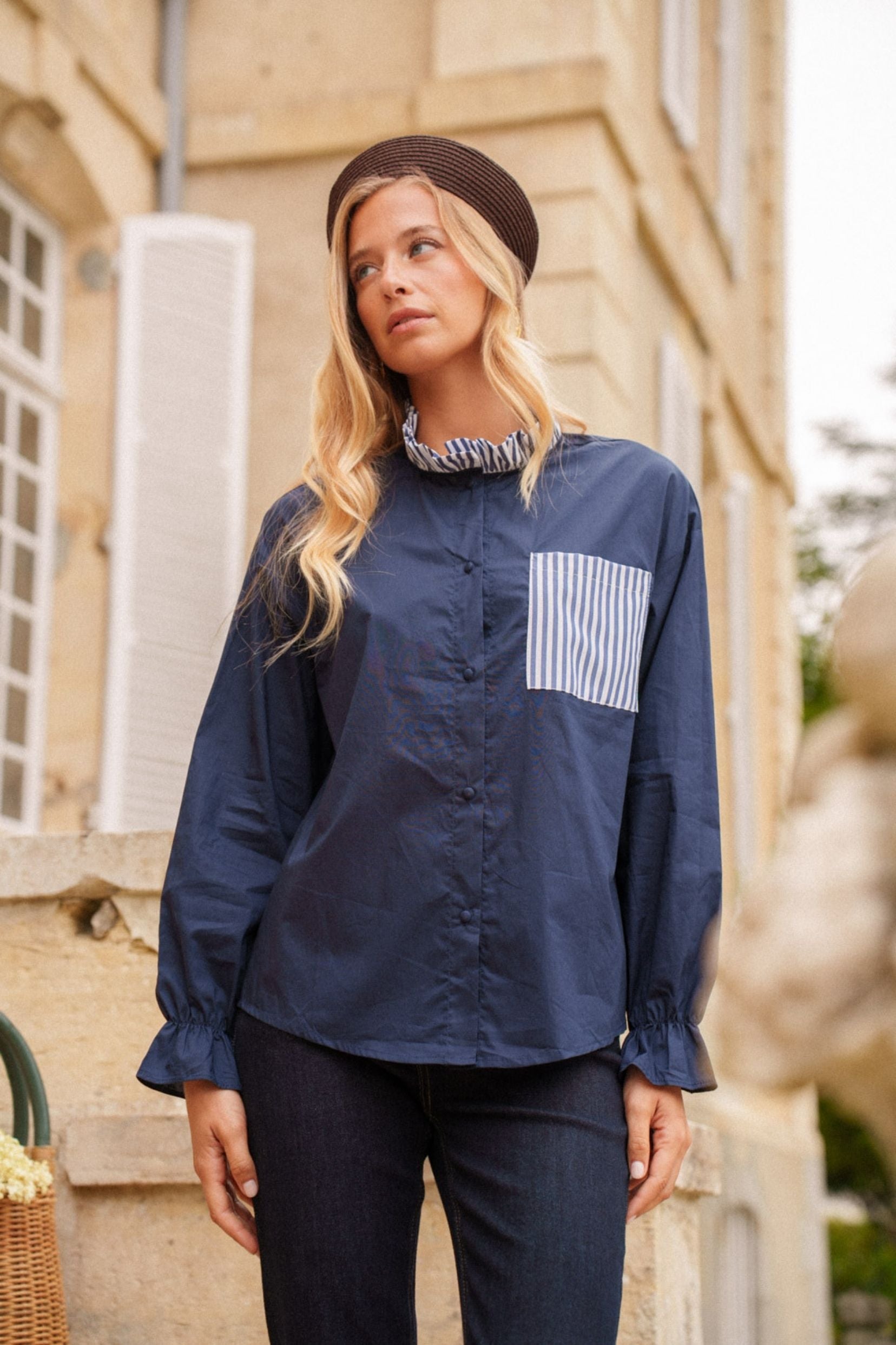 Maison Onado Charlotte chemise coton rayée