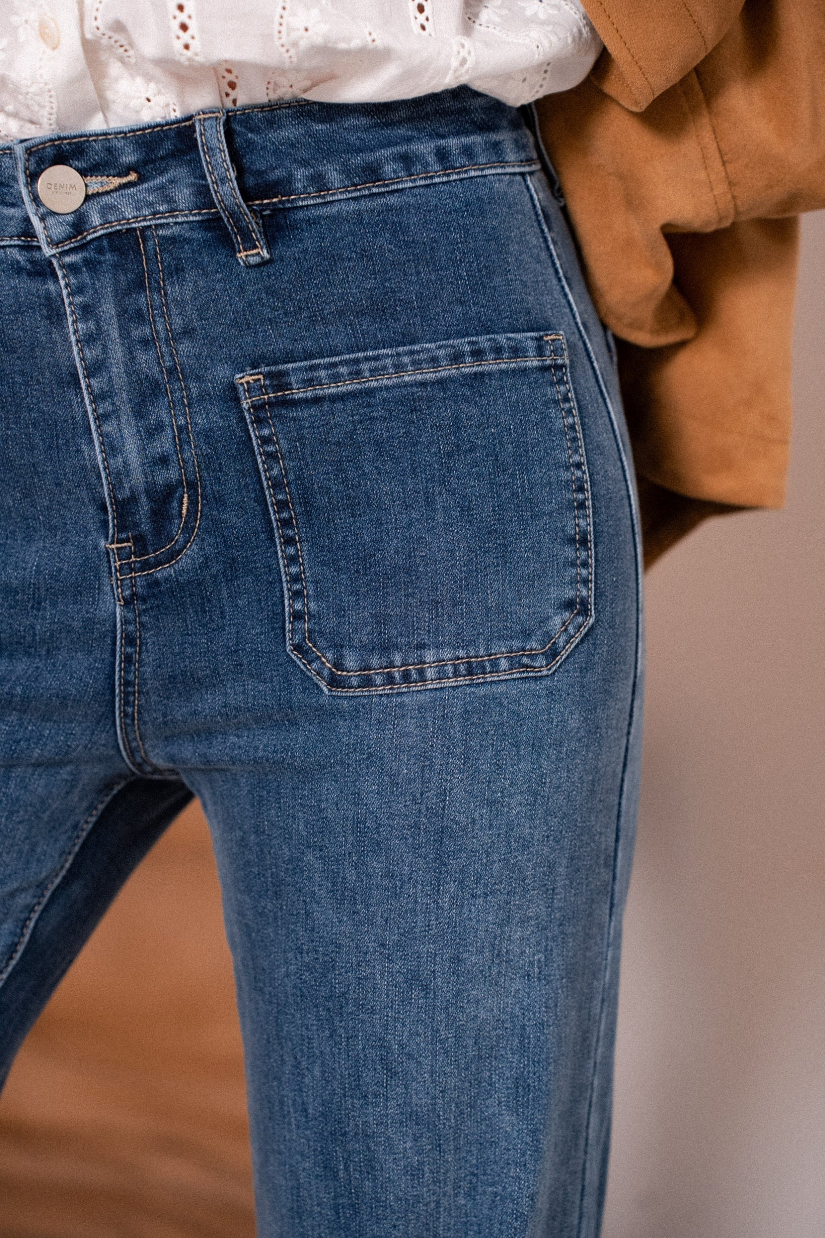 Maison Onado Carla jean wide leg bleu foncé coton