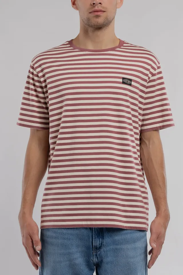 Teddy Smith T-Stry T-Shirt Framboise Foncé Rayé Ample