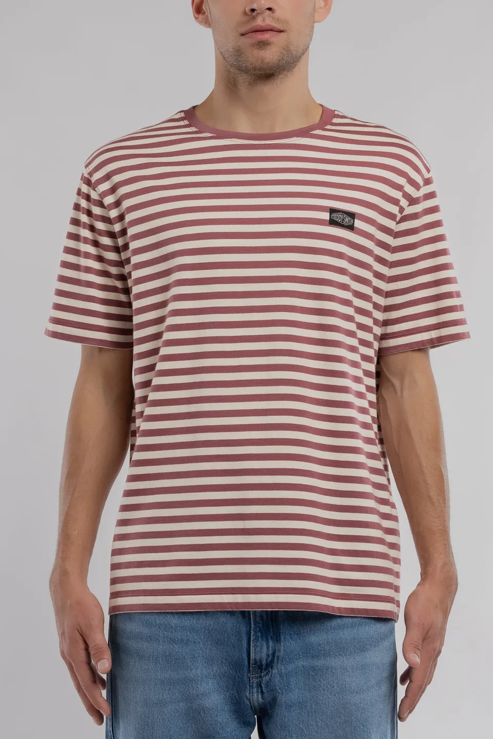 Teddy Smith T-Stry T-Shirt Framboise Foncé Rayé Ample