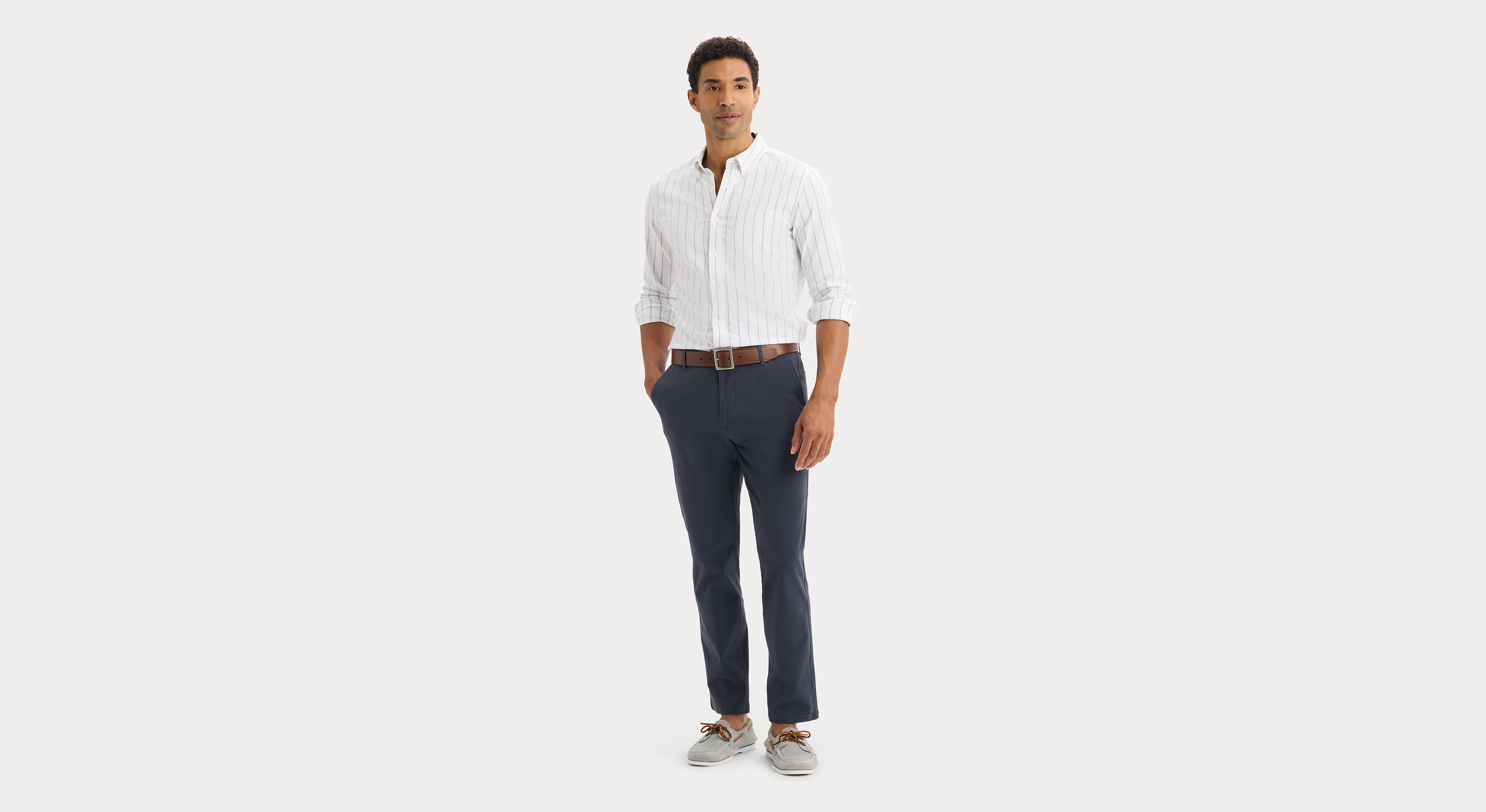 Dockers Oxford 2 Button Collar chemise homme slim bleu vista