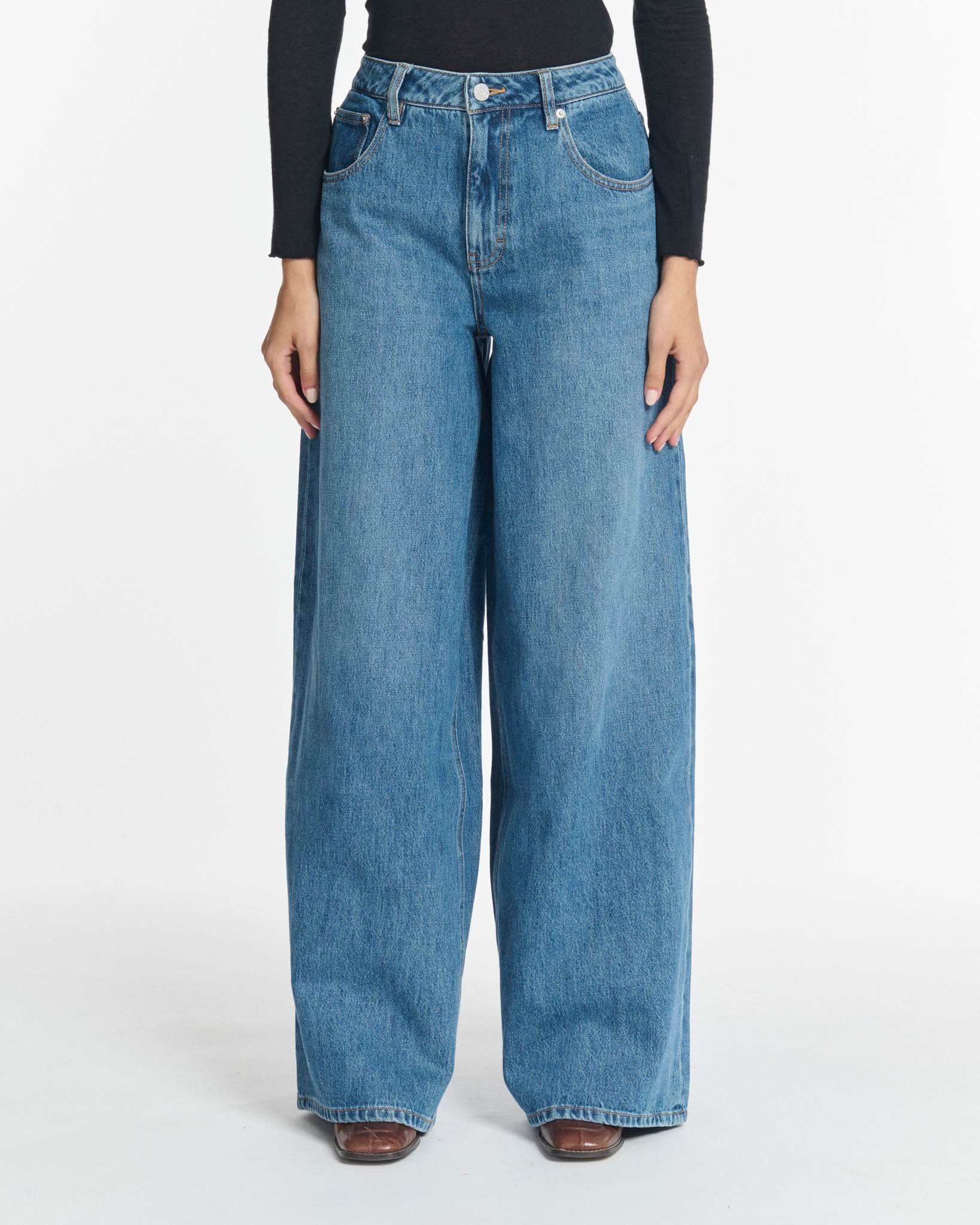 Labdip York Denim IN 30 Mid Blue jean wide leg coton