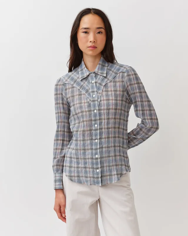 DIEGA COSTELINA chemise ciel prune western