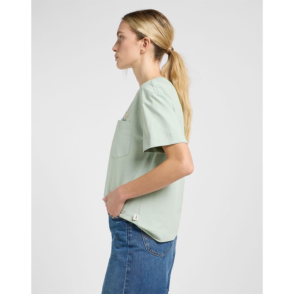Lee Embroidery Pocket Tee tee-shirt femme sauge douce coton