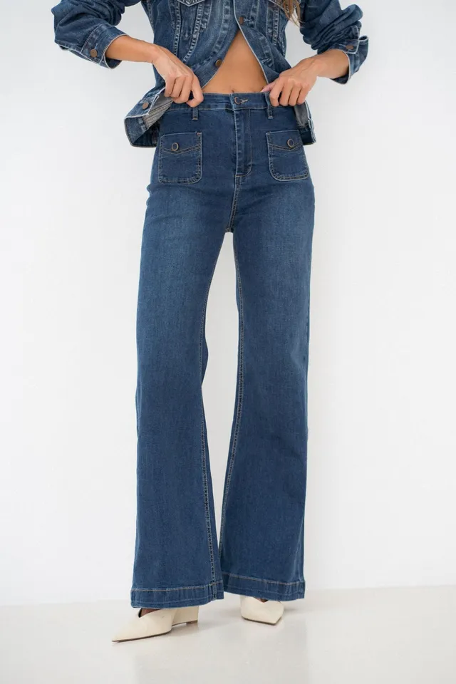 Maison Onado Roxane jean wide bleu délavé poches