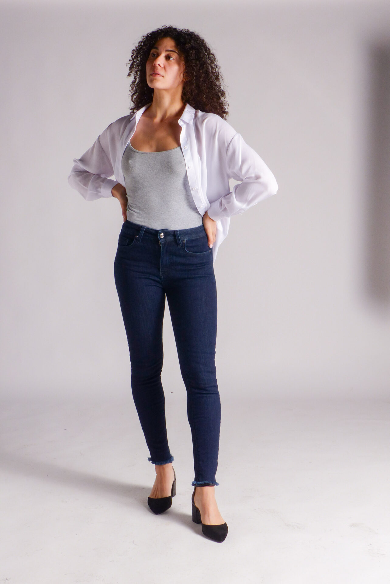AA Spontané Skinny jean skinny bleu foncé effiloché stretch