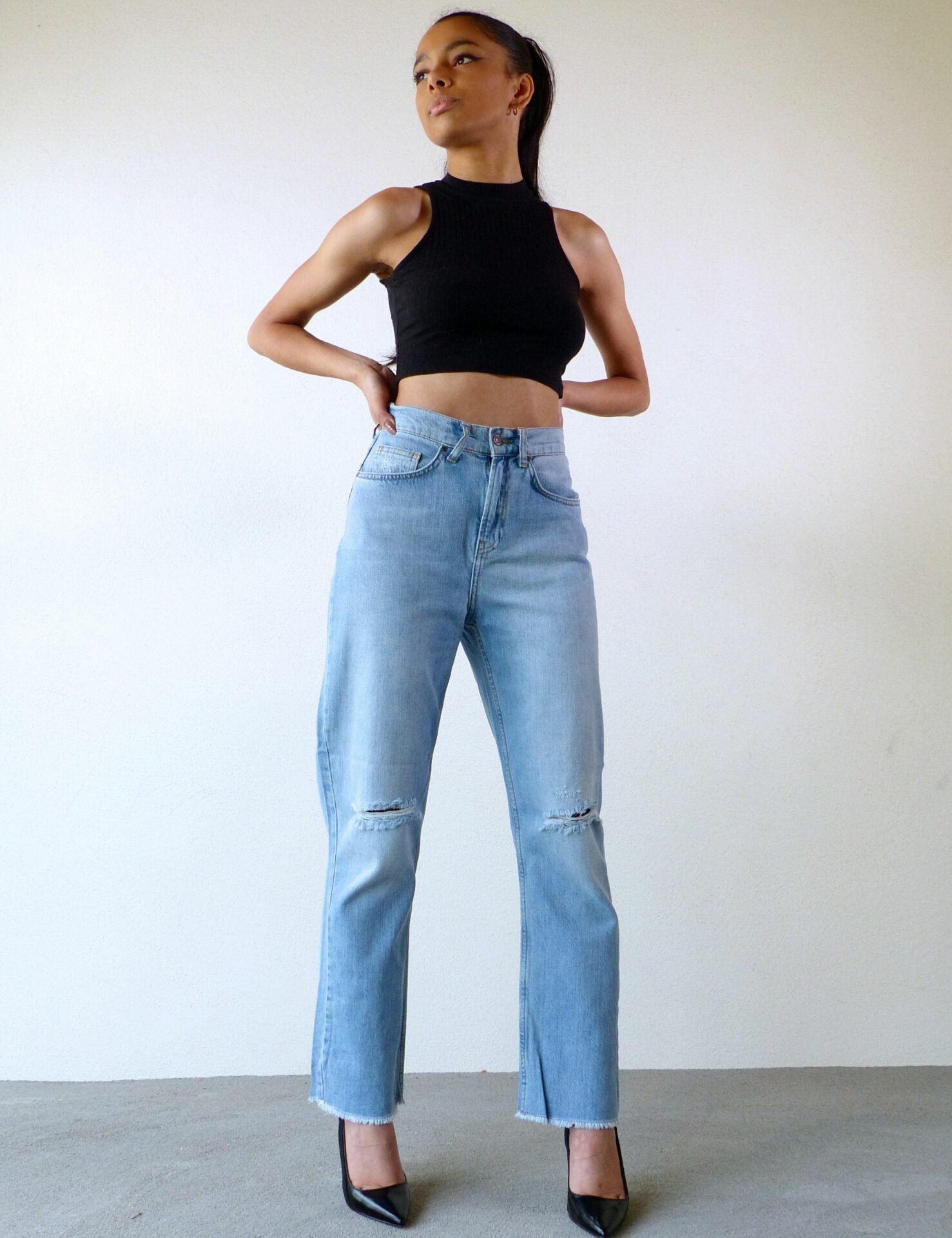 AA Spontané Bohochic Flare jean flare LightBlue taille haute