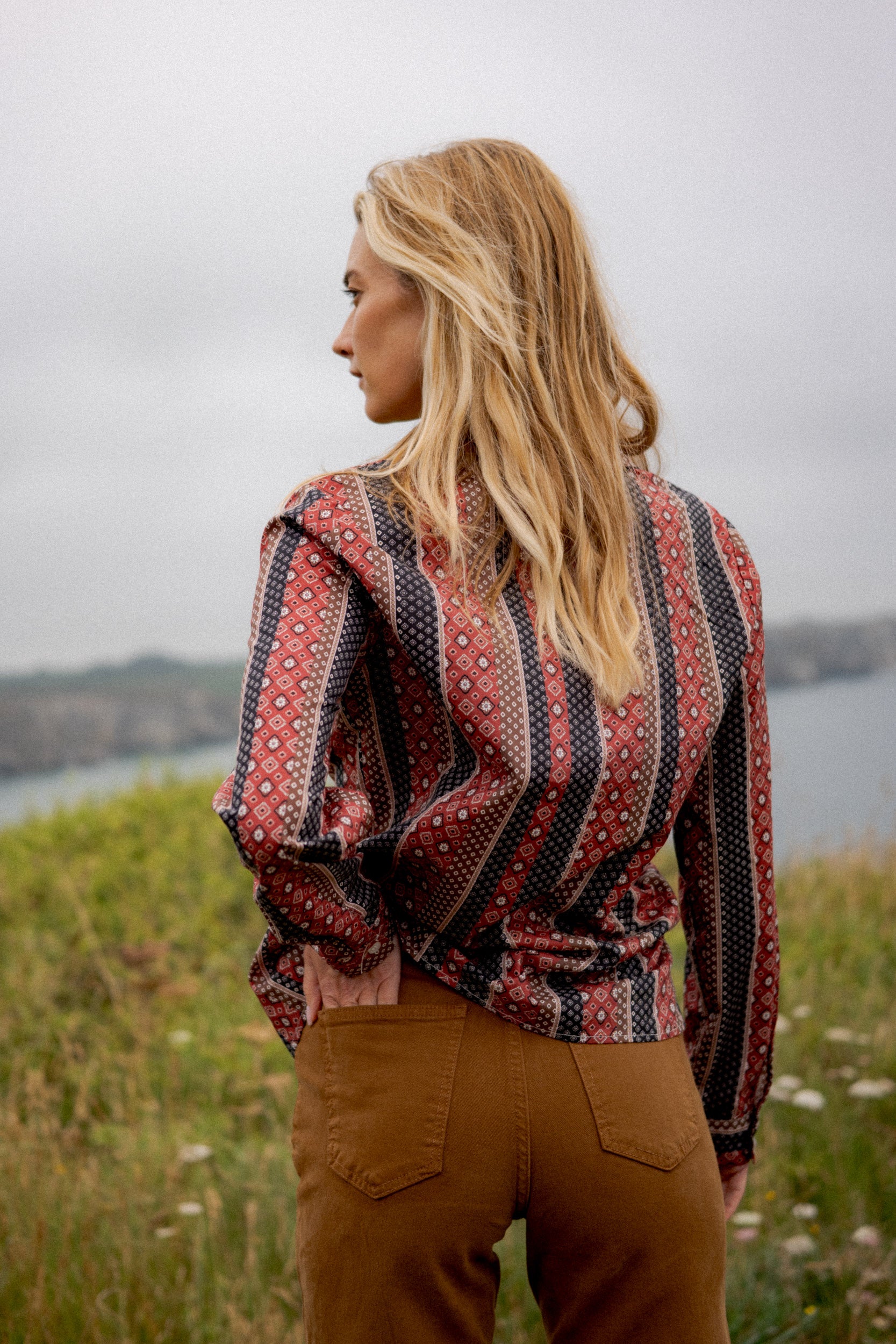 Maison Onado Chiara jean droit camel taille haute