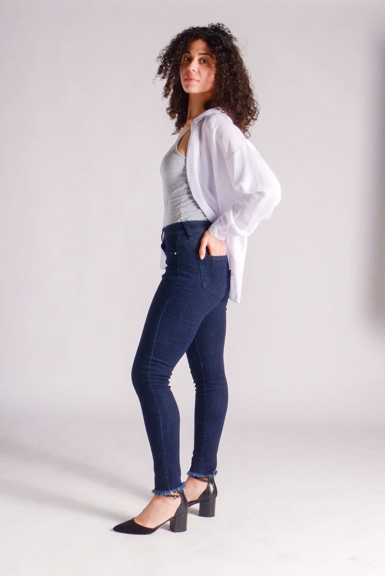 AA Spontané Skinny jean skinny bleu foncé effiloché stretch