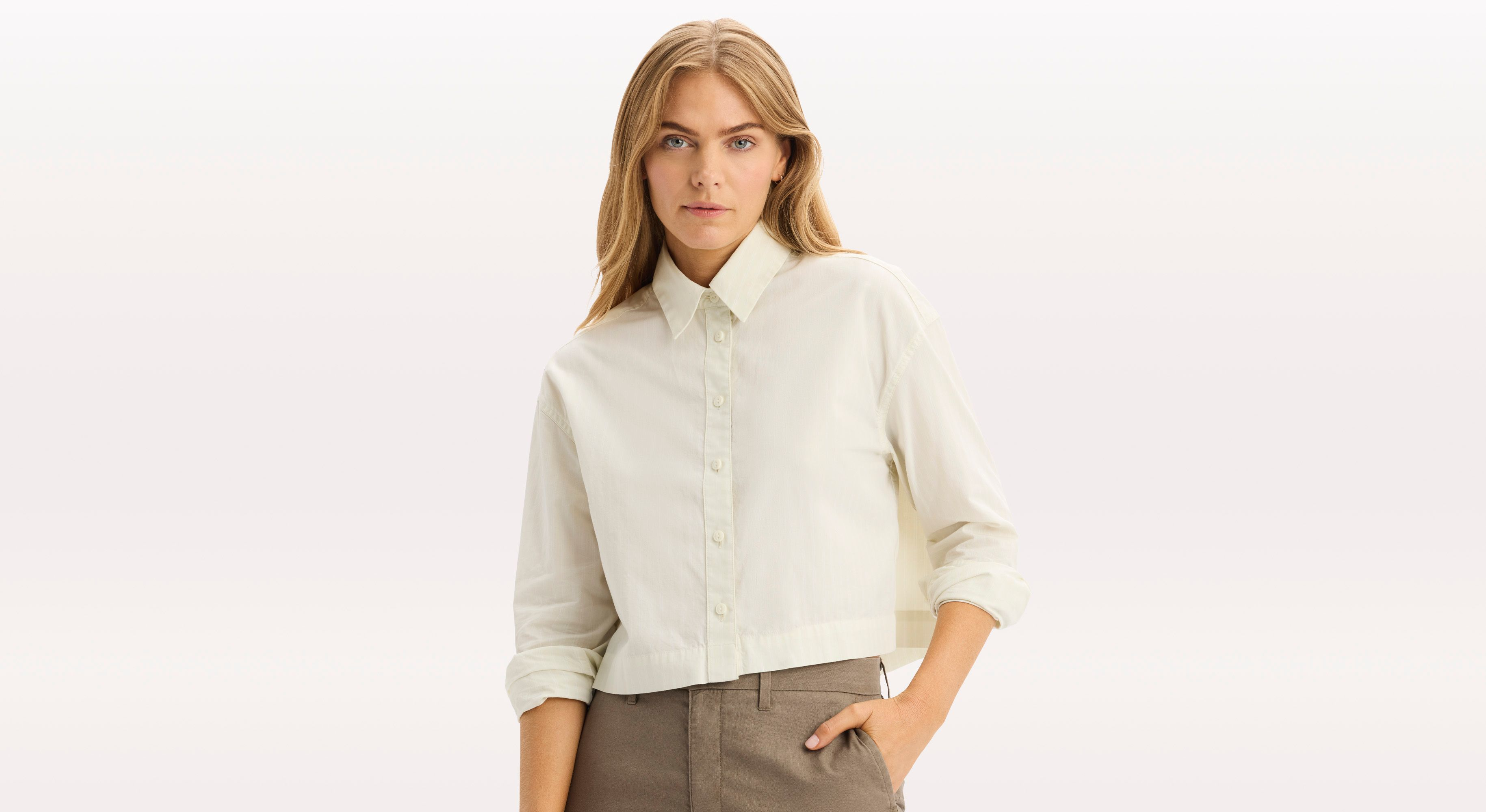 Dockers Boxy Cropped chemise femme verte coupe ample