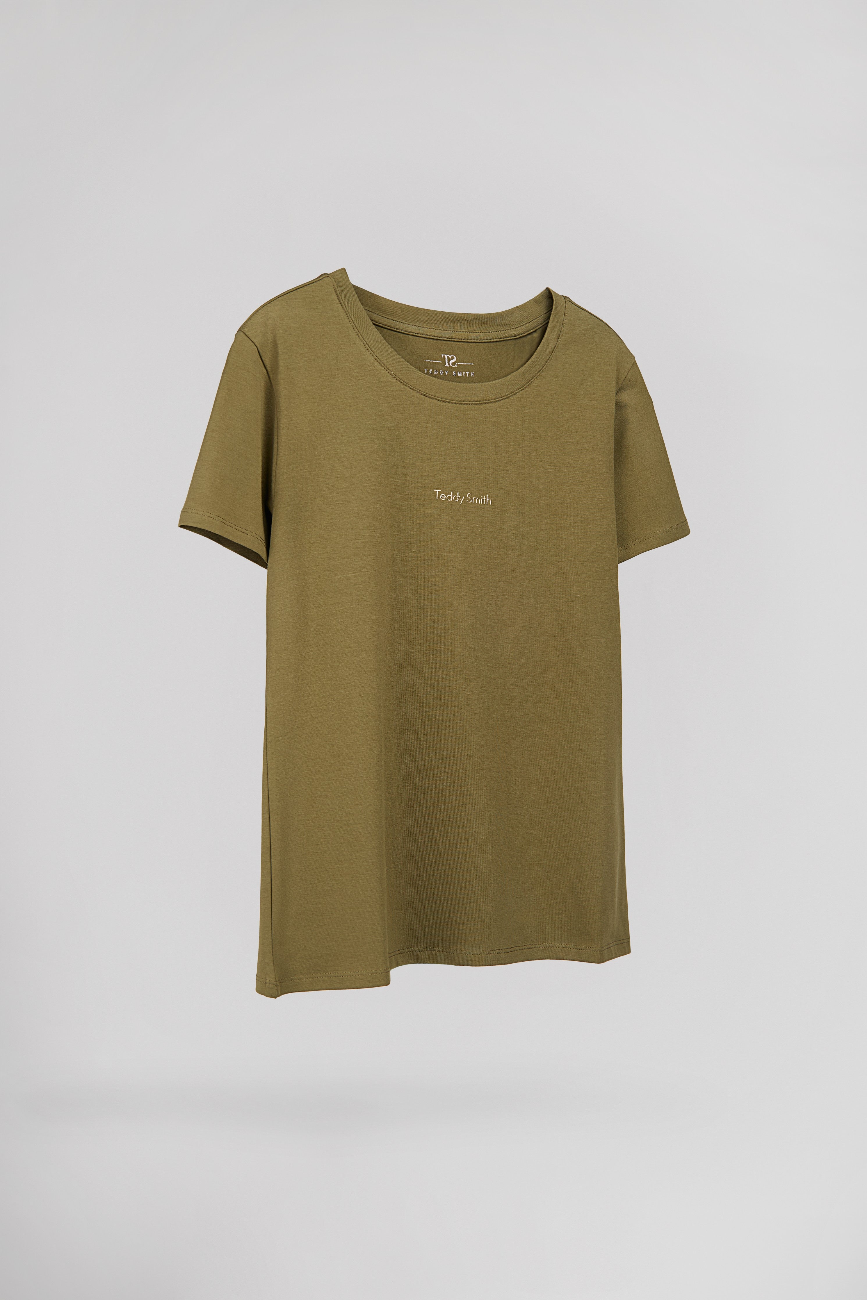 Teddy Smith T-Ribelle MC T-shirt Femme Olive Coupe Droite
