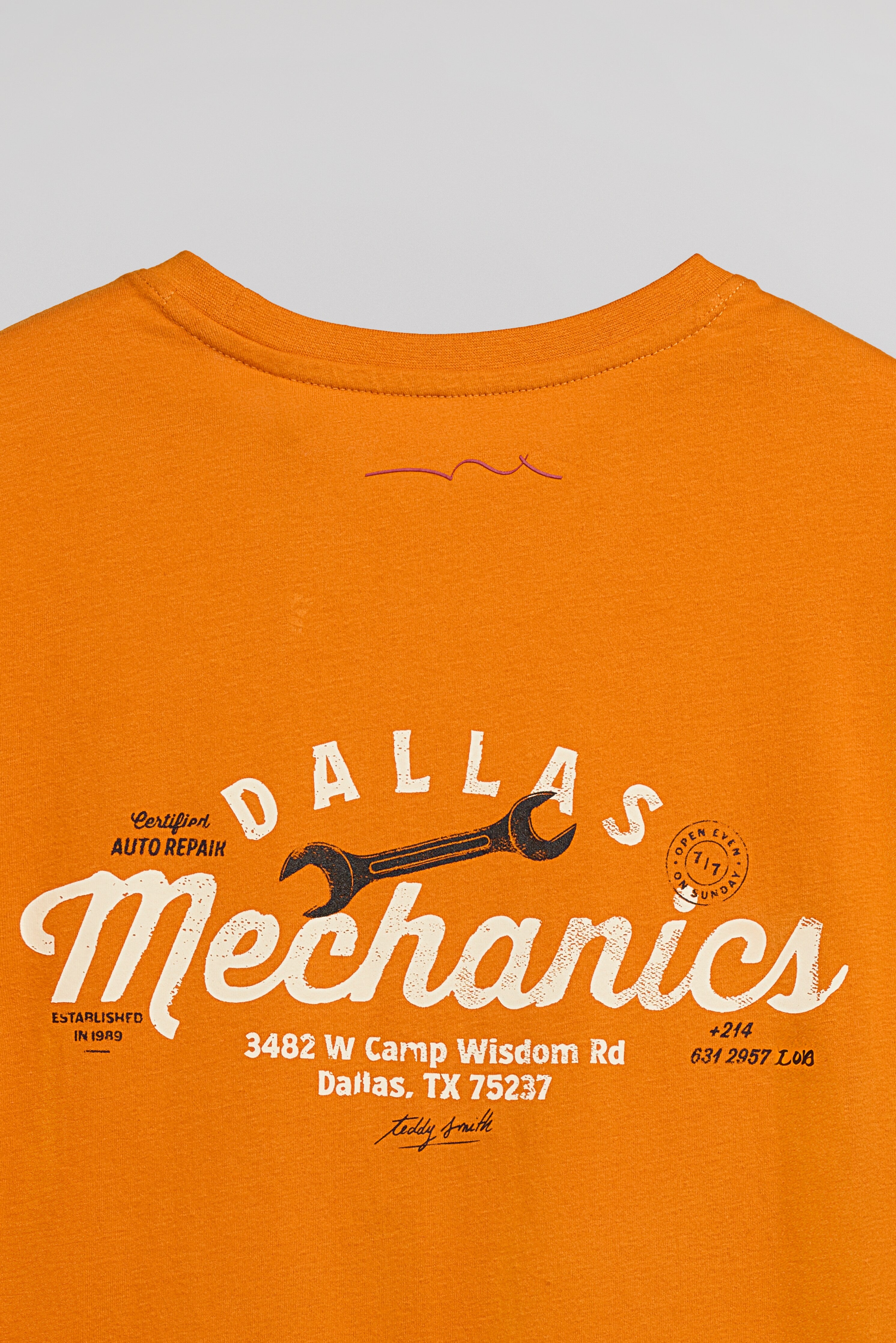 Teddy Smith T-Mechanics MC t-shirt col rond dusk orange coupe classique