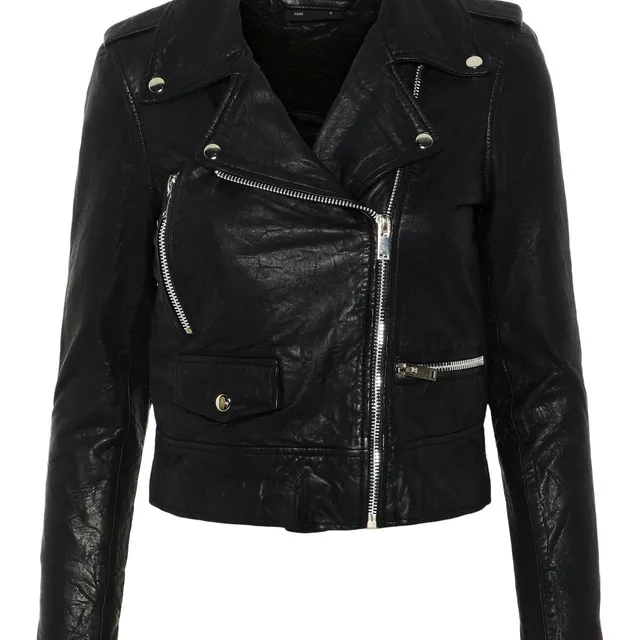 Noisy May Biker blouson cuir d'agneau noir cintré