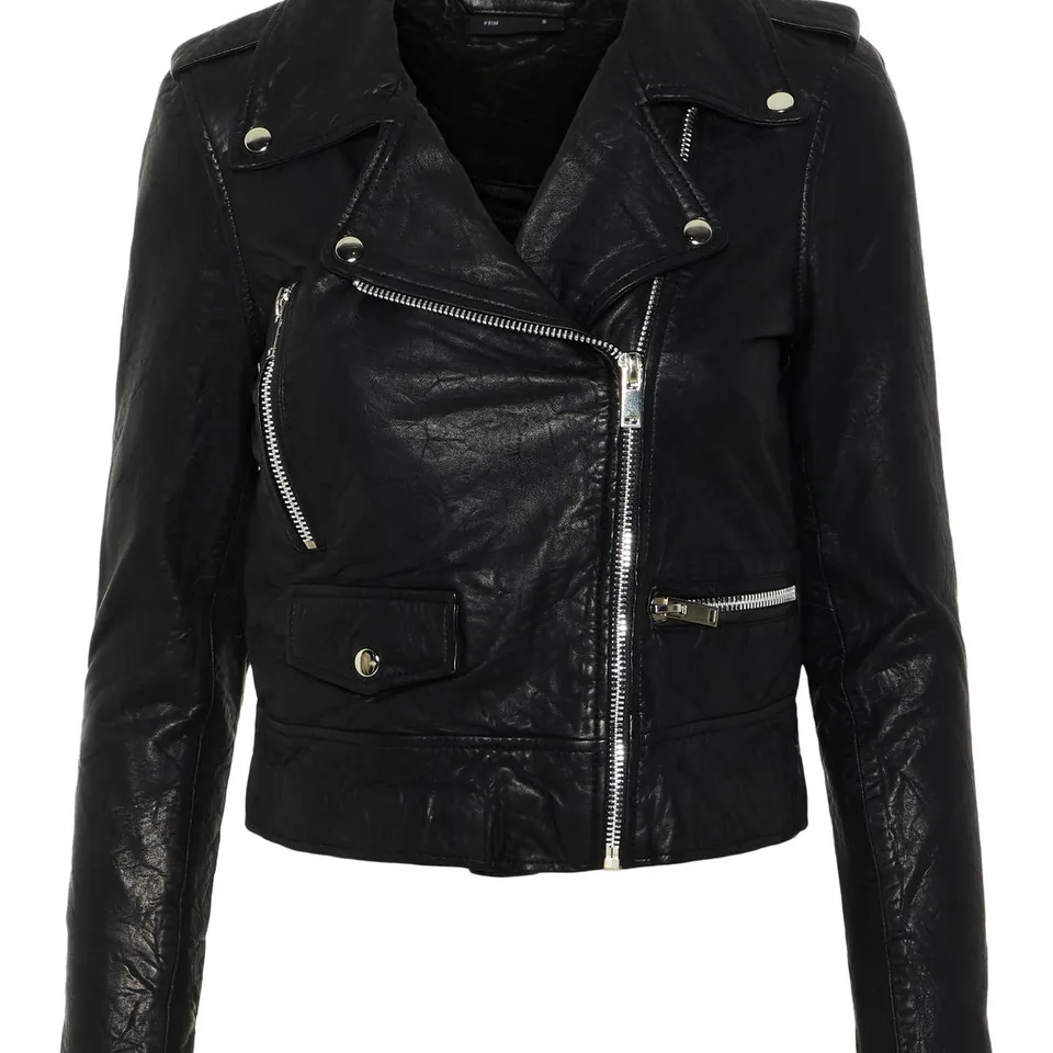 Noisy May veste courte cuir agneau zip coupe serrée