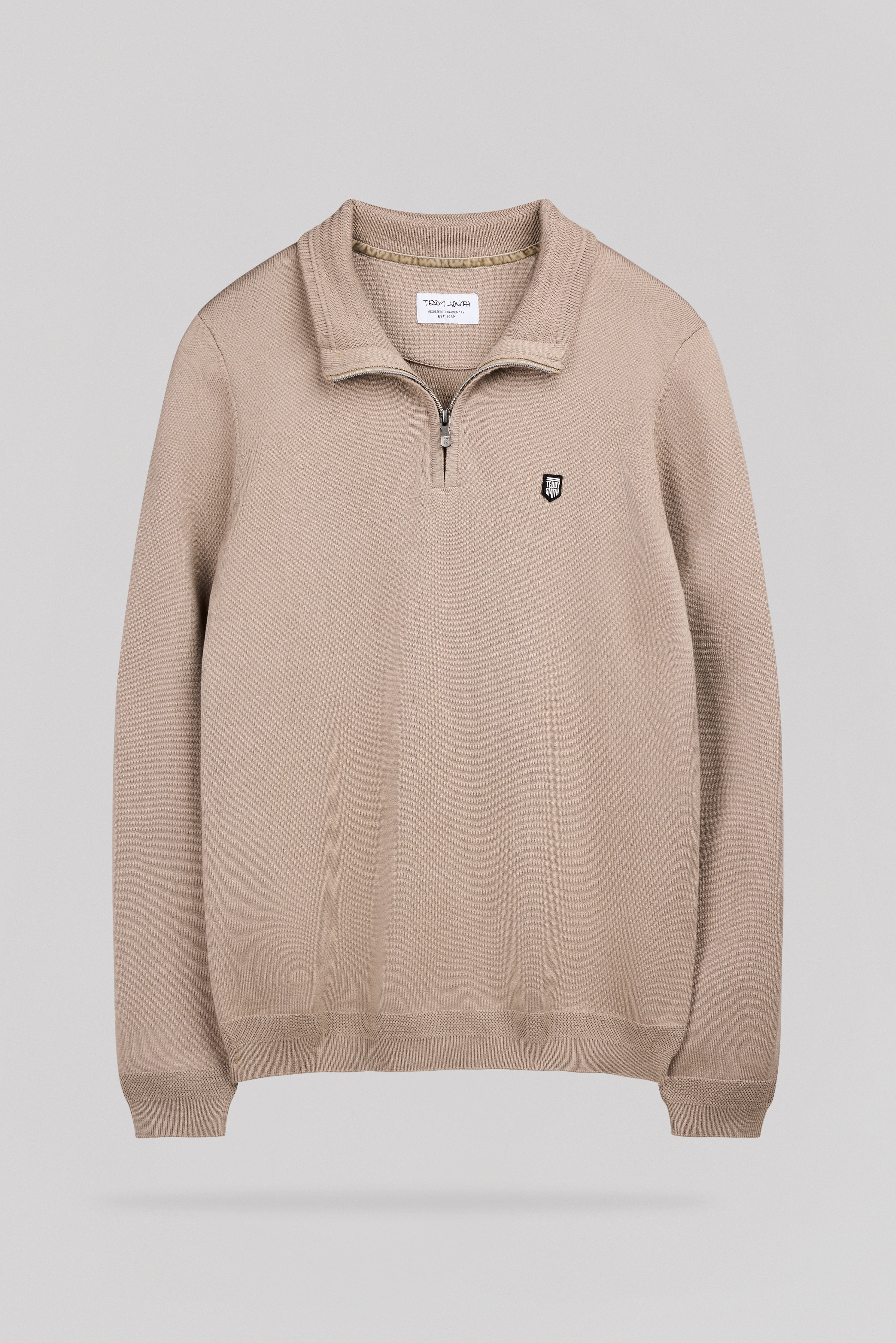 Teddy Smith P-Marty 2 pull col montant zippé Wolf Beige