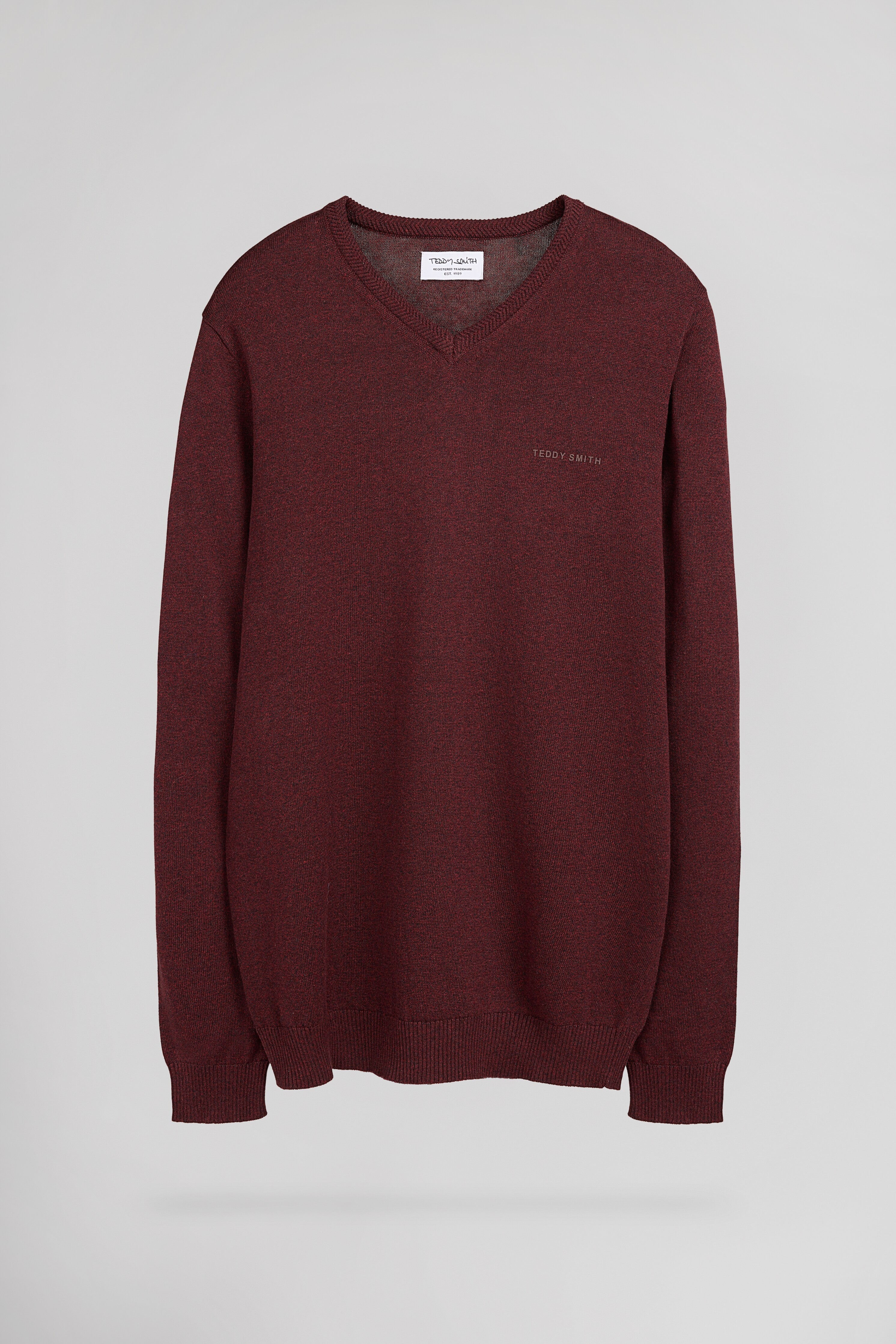 Teddy Smith Pulser 3 pull bordeaux foncé col V