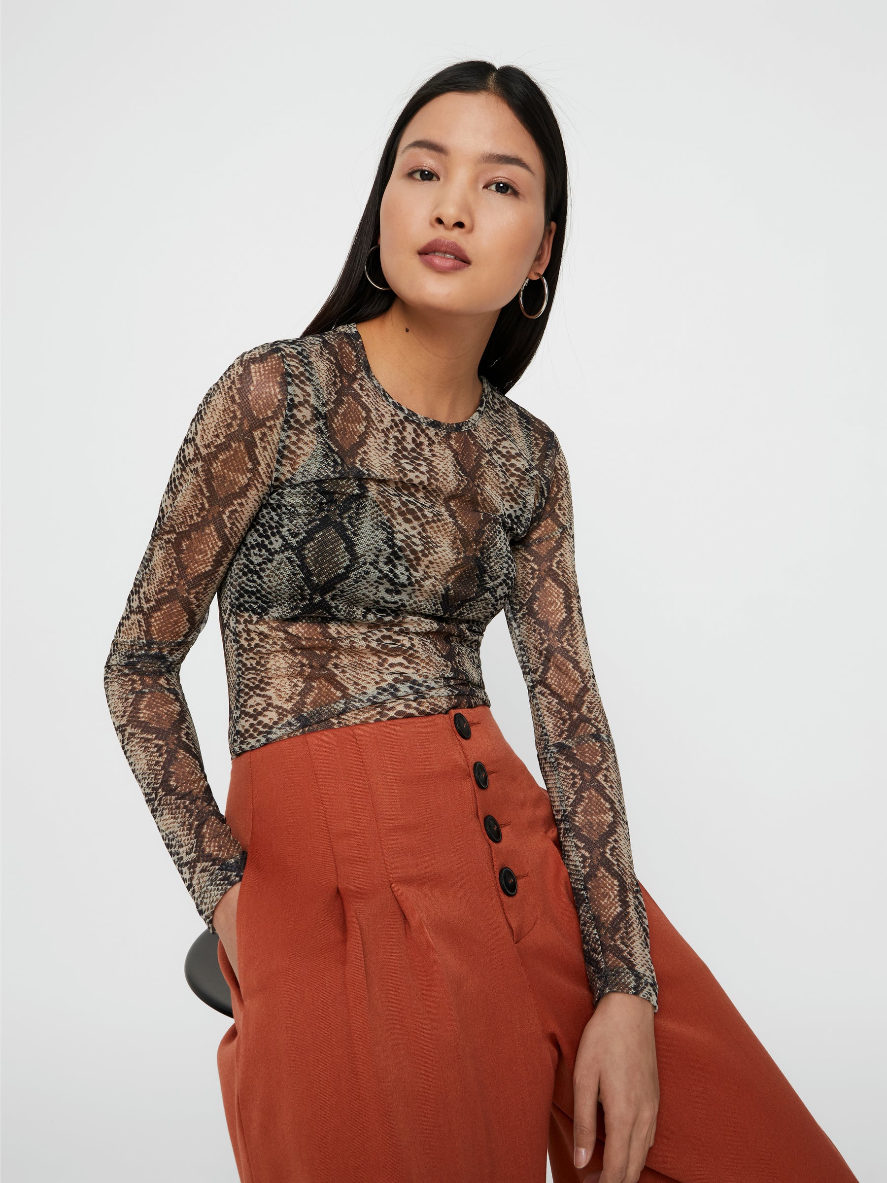 Noisy May pantalon cropped taille haute coupe large