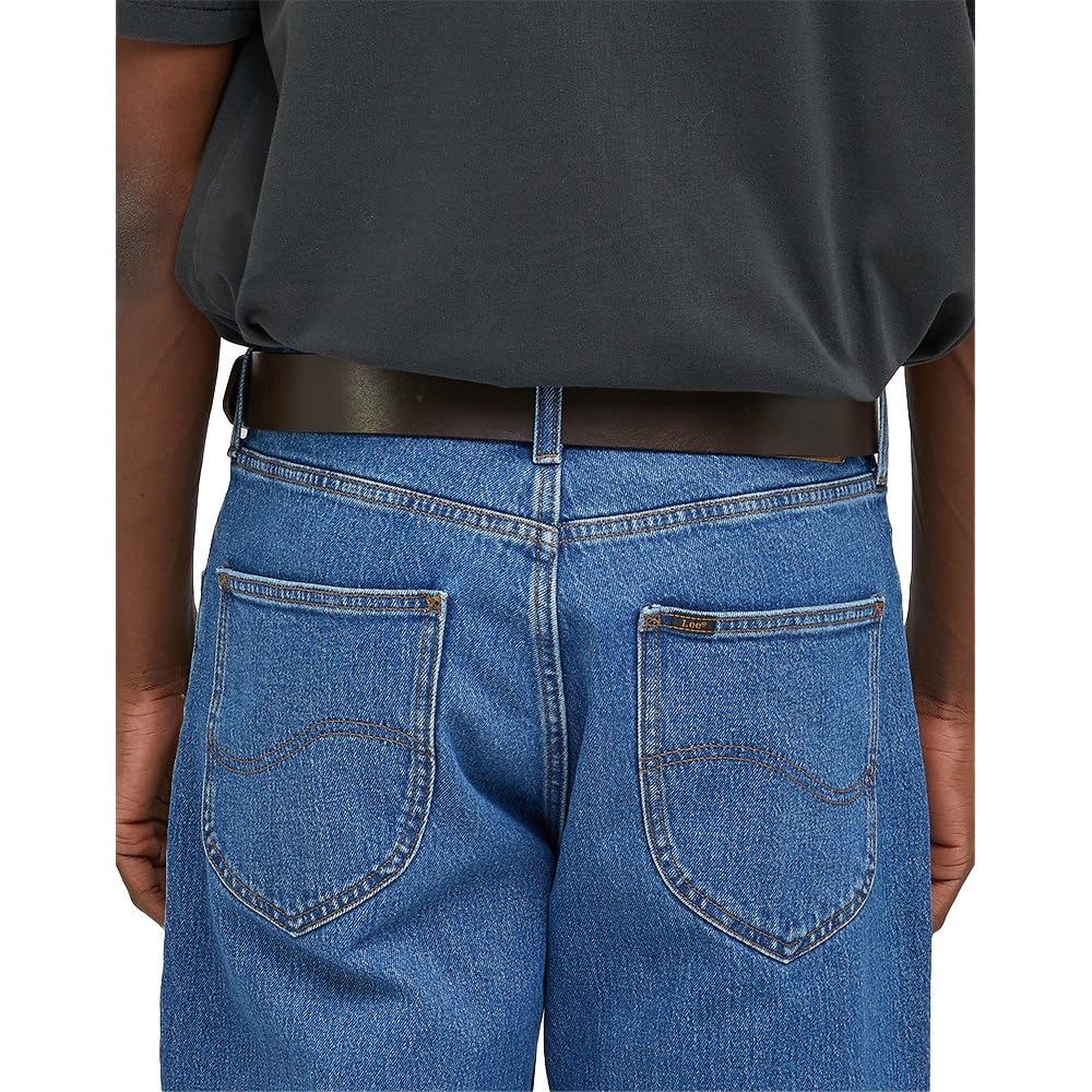 Lee Logo Buckle Ceinture Homme Marron Foncé Cuir
