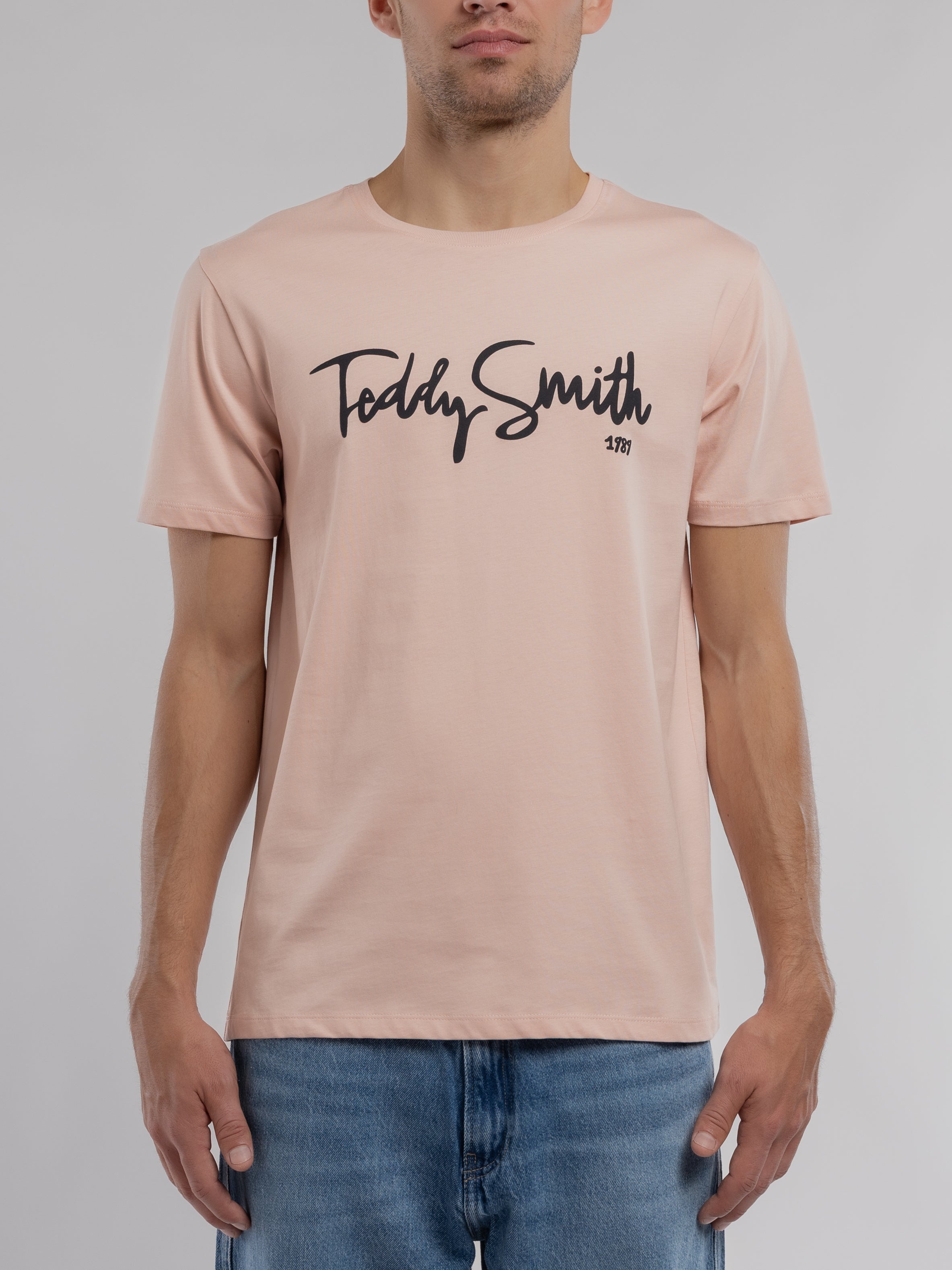 Teddy Smith T-Evry MC T-shirt Rose Pastel Col Rond