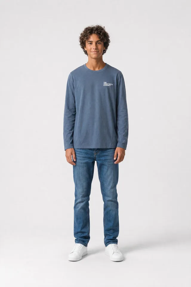 Teddy Smith T-Company ML JR t-shirt garçon gris météore