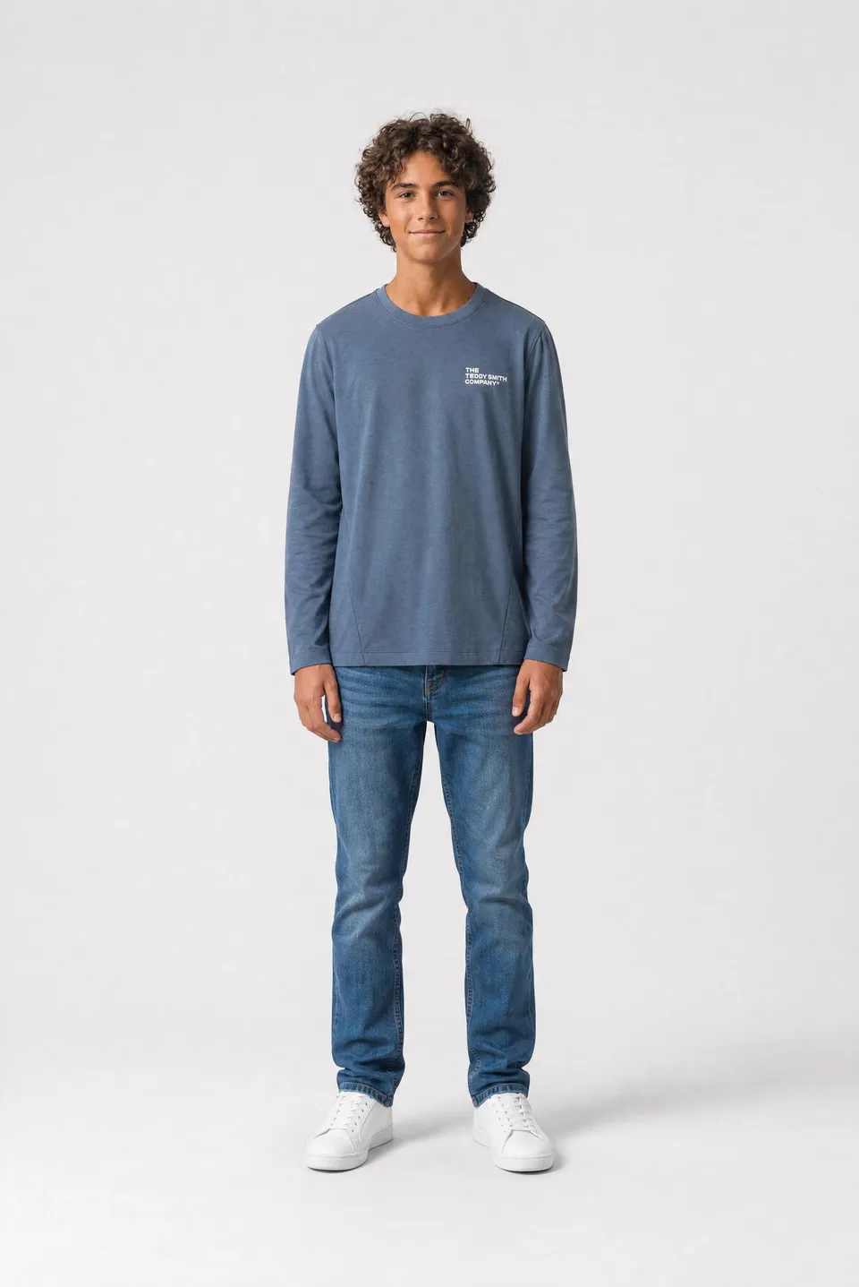 Teddy Smith T-Company ML JR t-shirt garçon gris météore