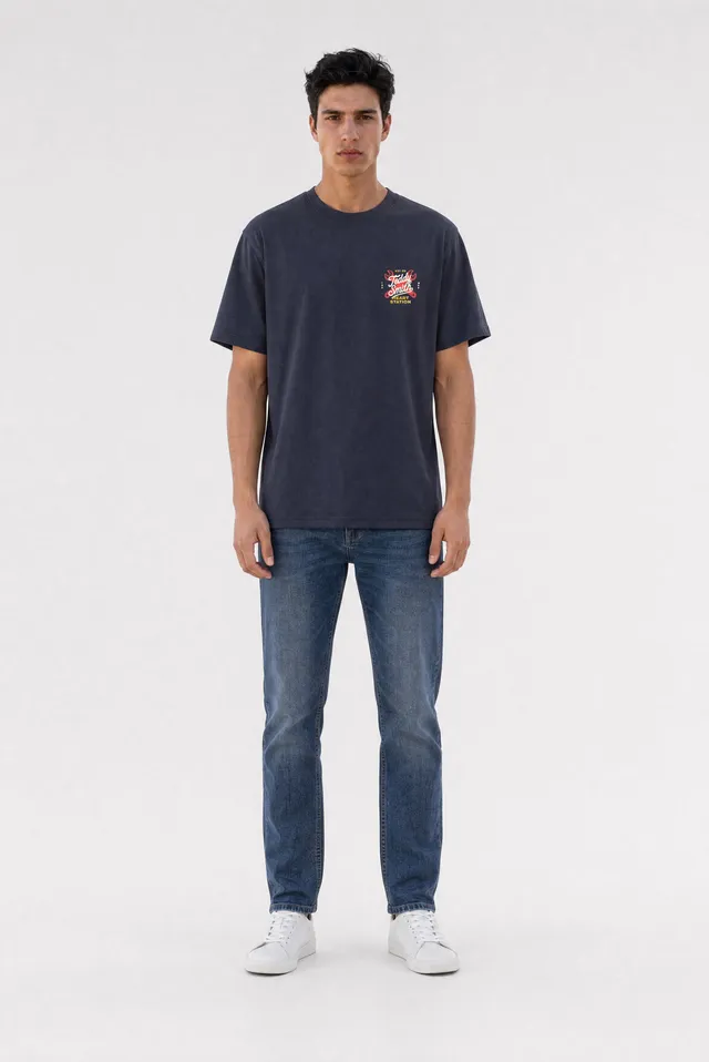 Teddy Smith T-Motorheat MC t-shirt loose bleu marine