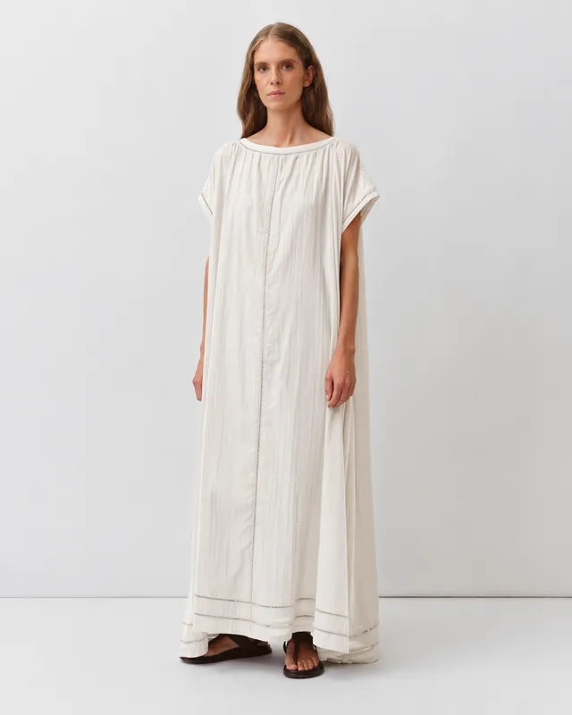 Diega Ristio robe longue écru voile de coton