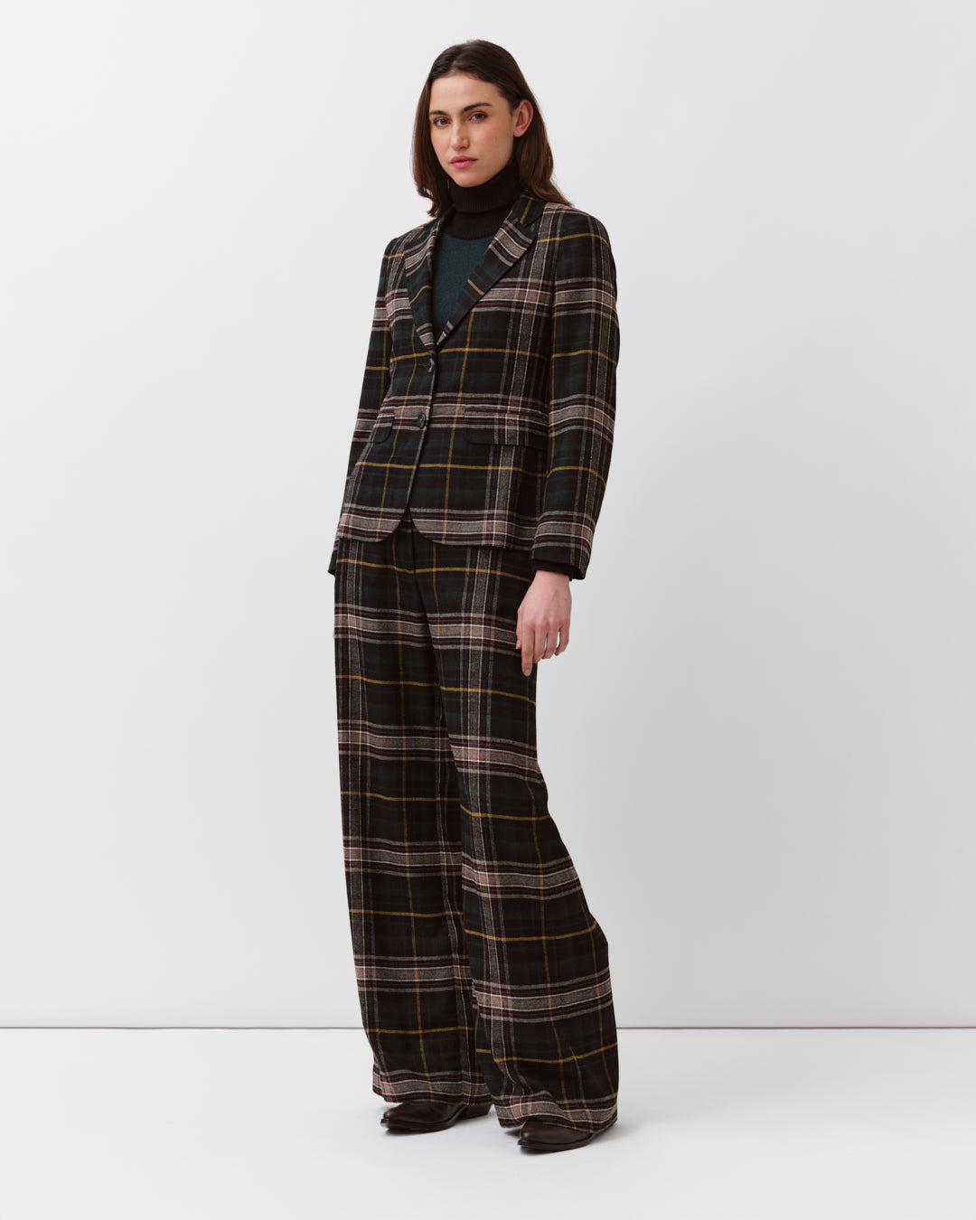 DIEGA VILAO veste carreaux noir vert brique