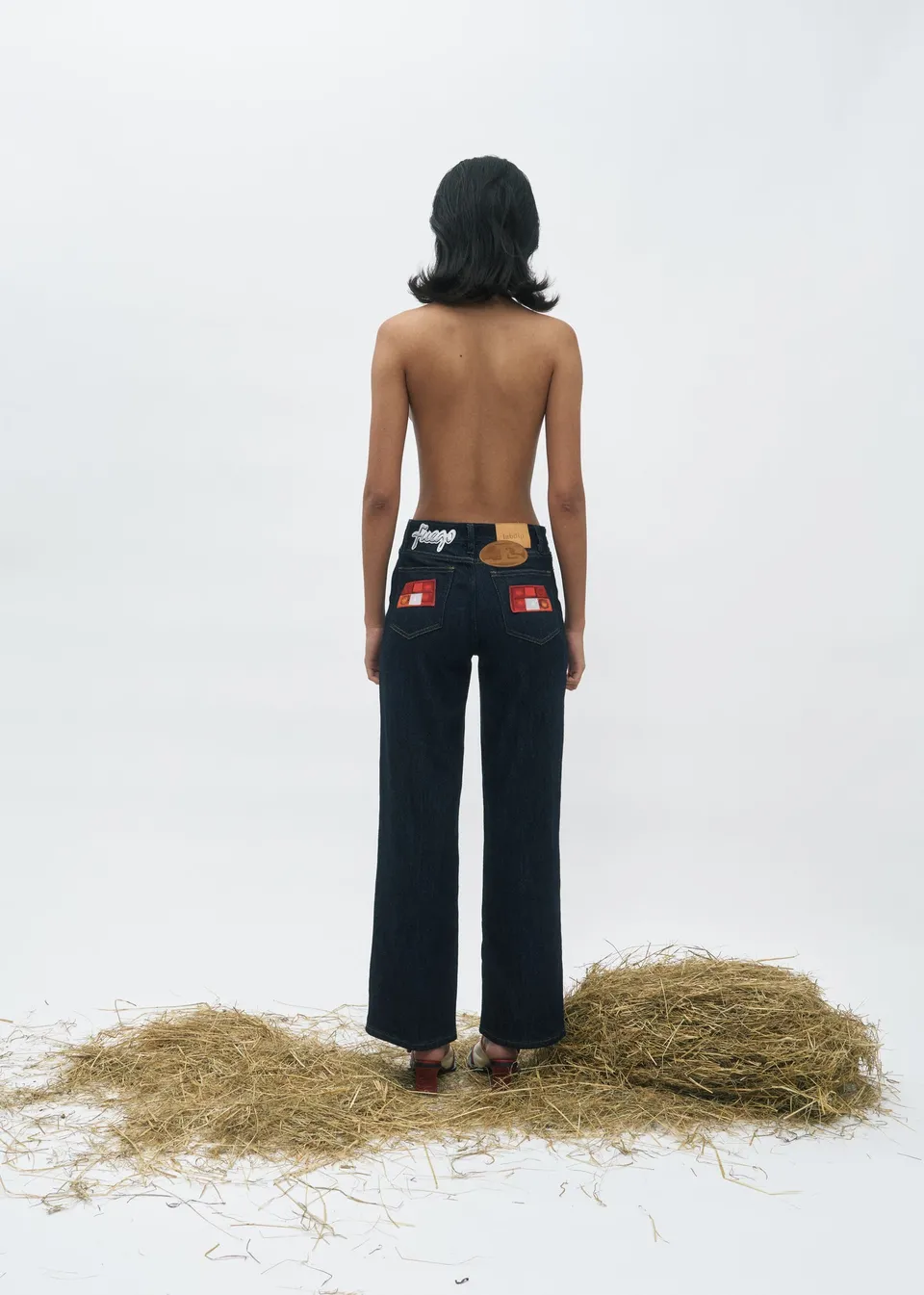 Labdip Drift Dark Blue jean droit long à patchs