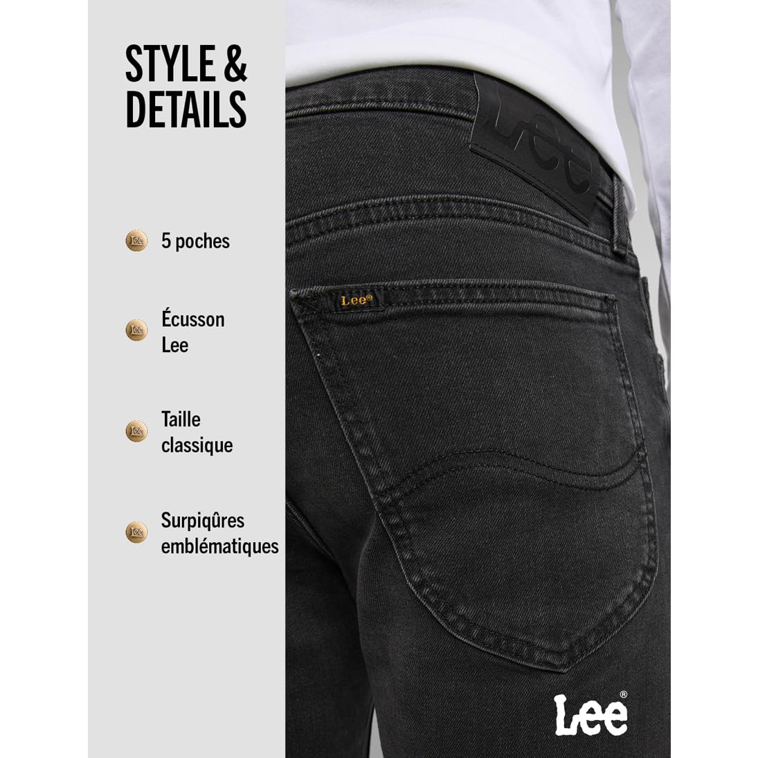 Lee Daren Zip Fly jean homme Asphalt Rocker coupe droite