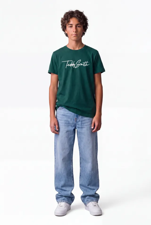 Teddy Smith T-Evan MC Jr t-shirt garçon vert pin coton