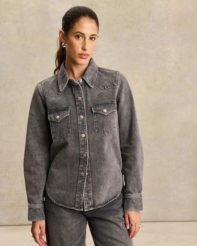 Labdip Dalia Denim Light Grey chemise gris clair ajustée