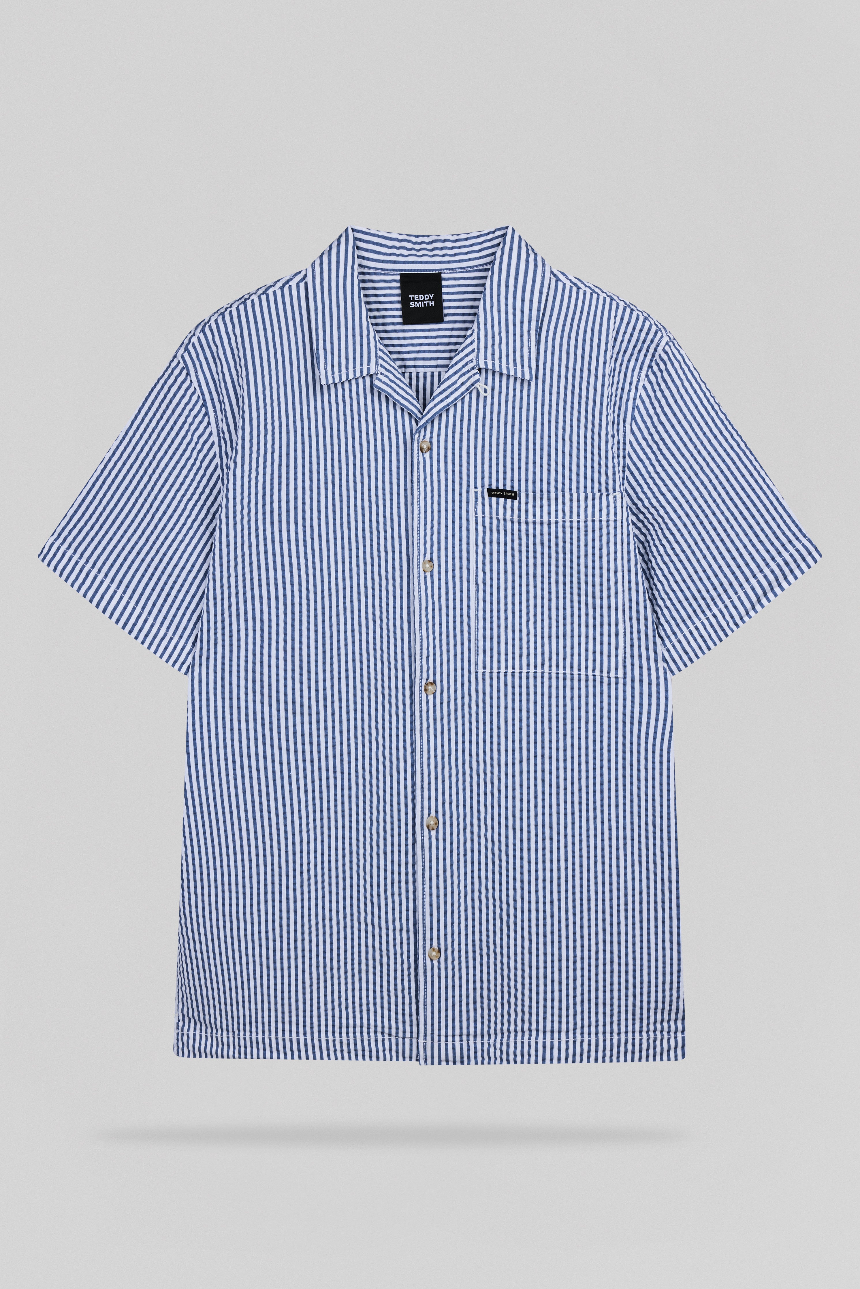 Teddy Smith C-Tiamo MC chemise homme Faded Indigo gaufrée
