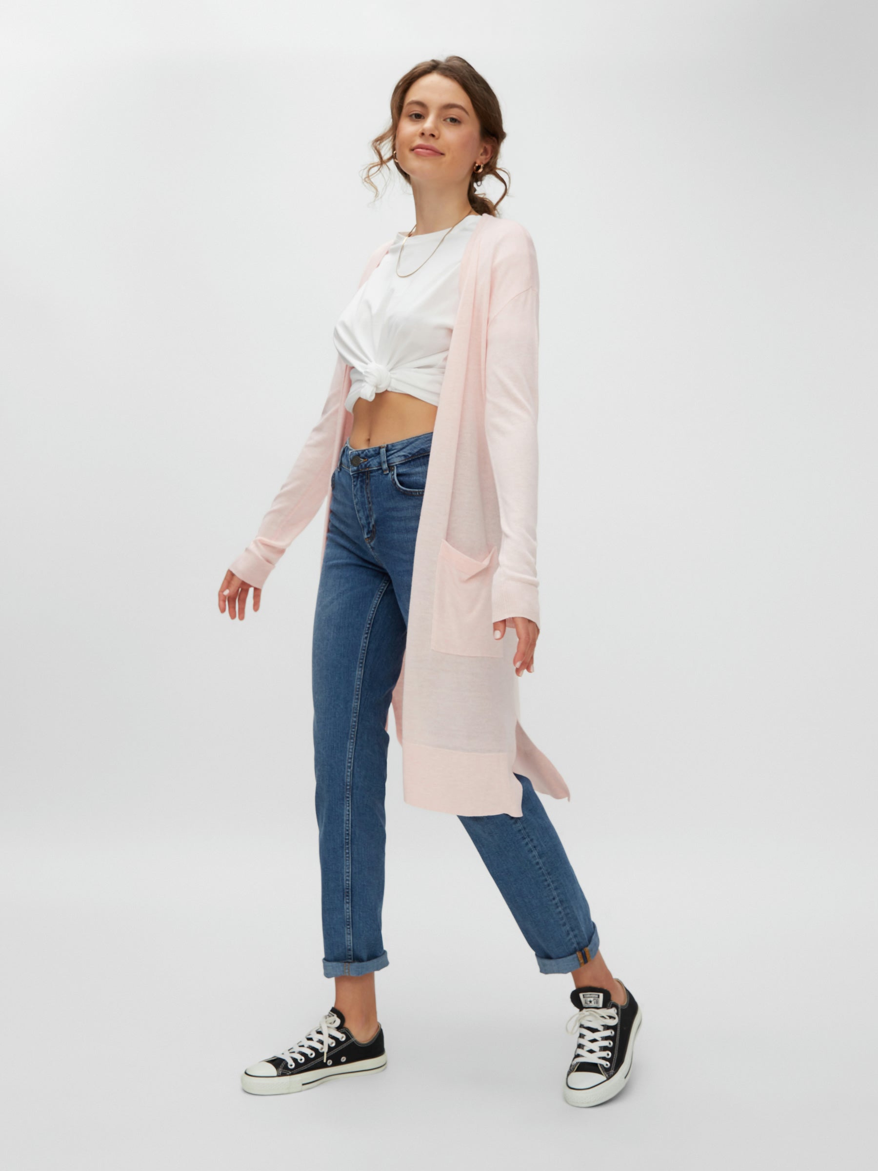Noisy May gilet long maille viscose sans fermeture