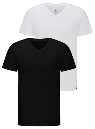 Lee Twin Pack T-shirt col V slim noir/blanc lot de 2 taille M