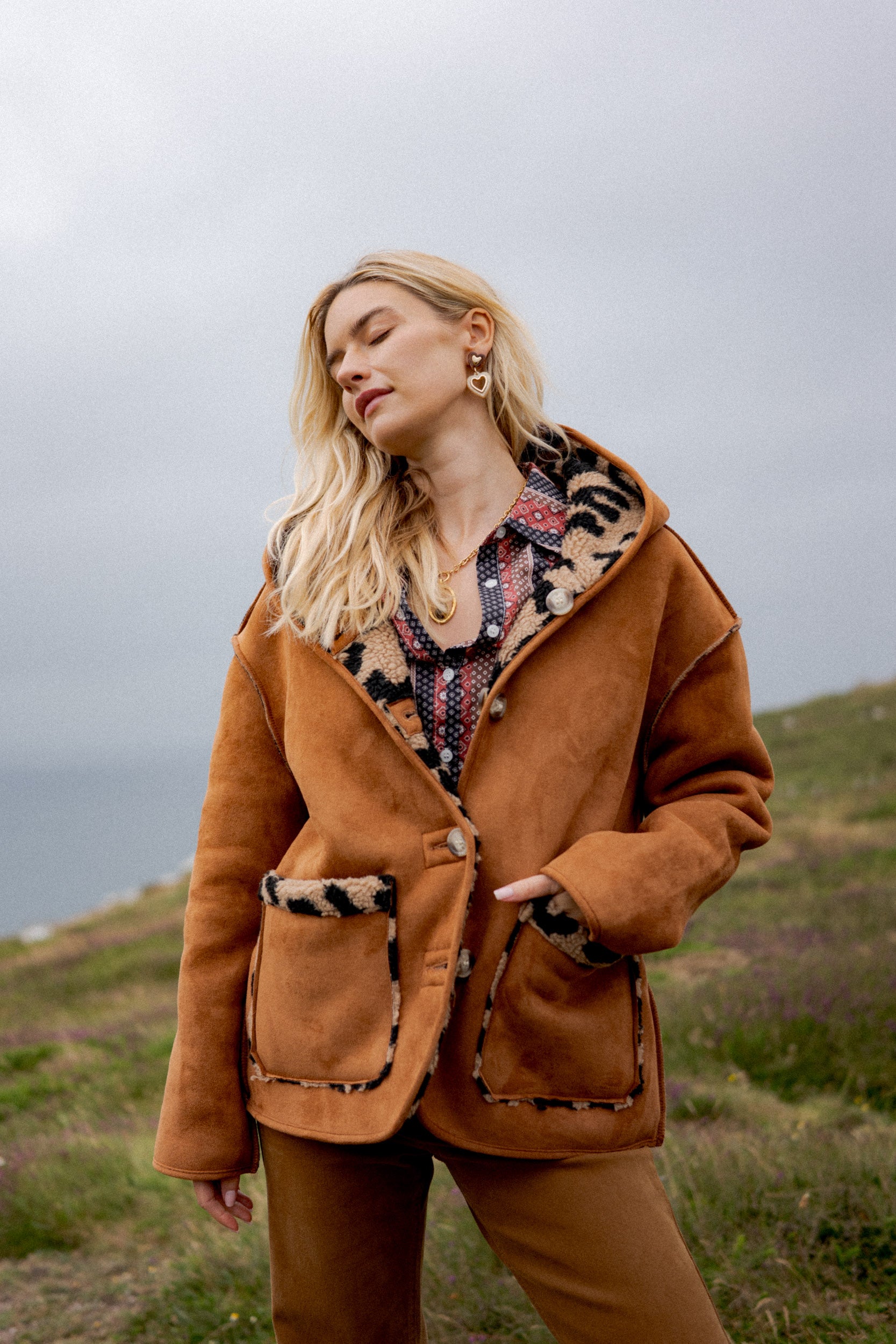 Maison Onado Tatiana manteau réversible léopard camel