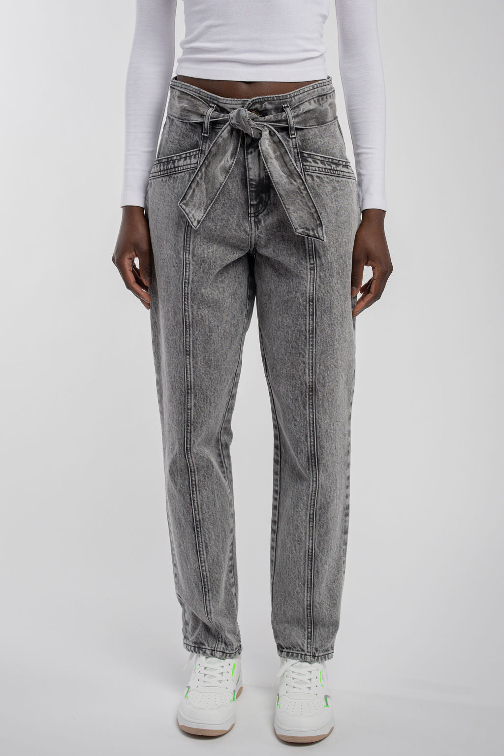 Teddy Smith P-Ginette Denim Grey jean mom taille haute coton