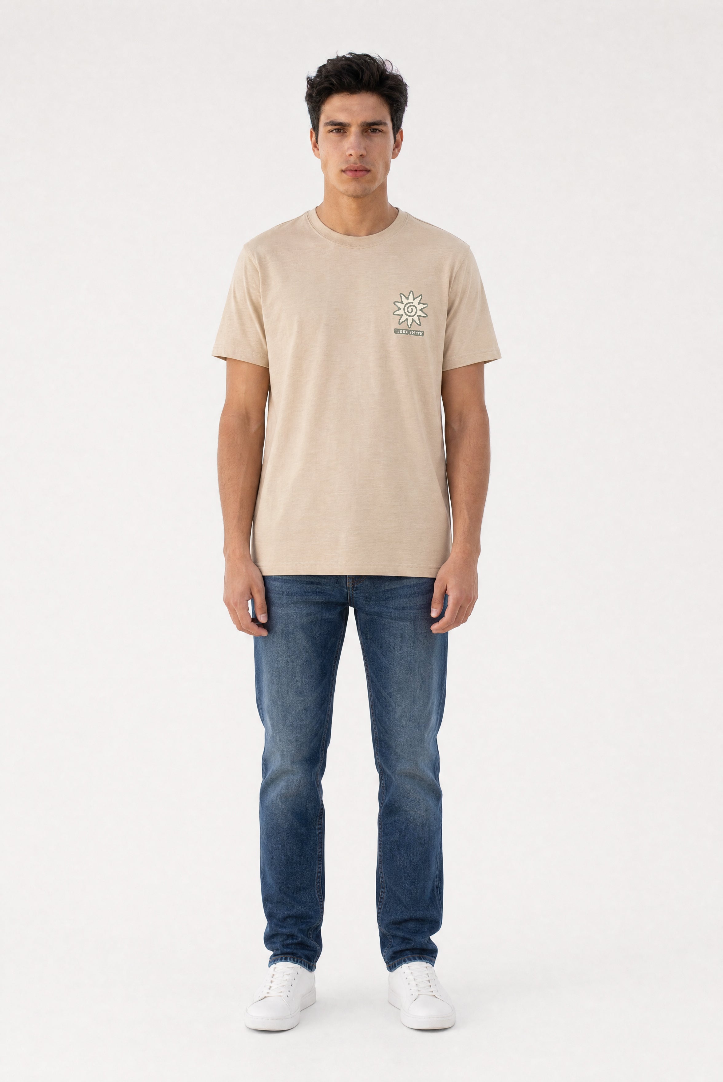 Teddy Smith T-ETHNIC MC t-shirt beige ample imprimé dos