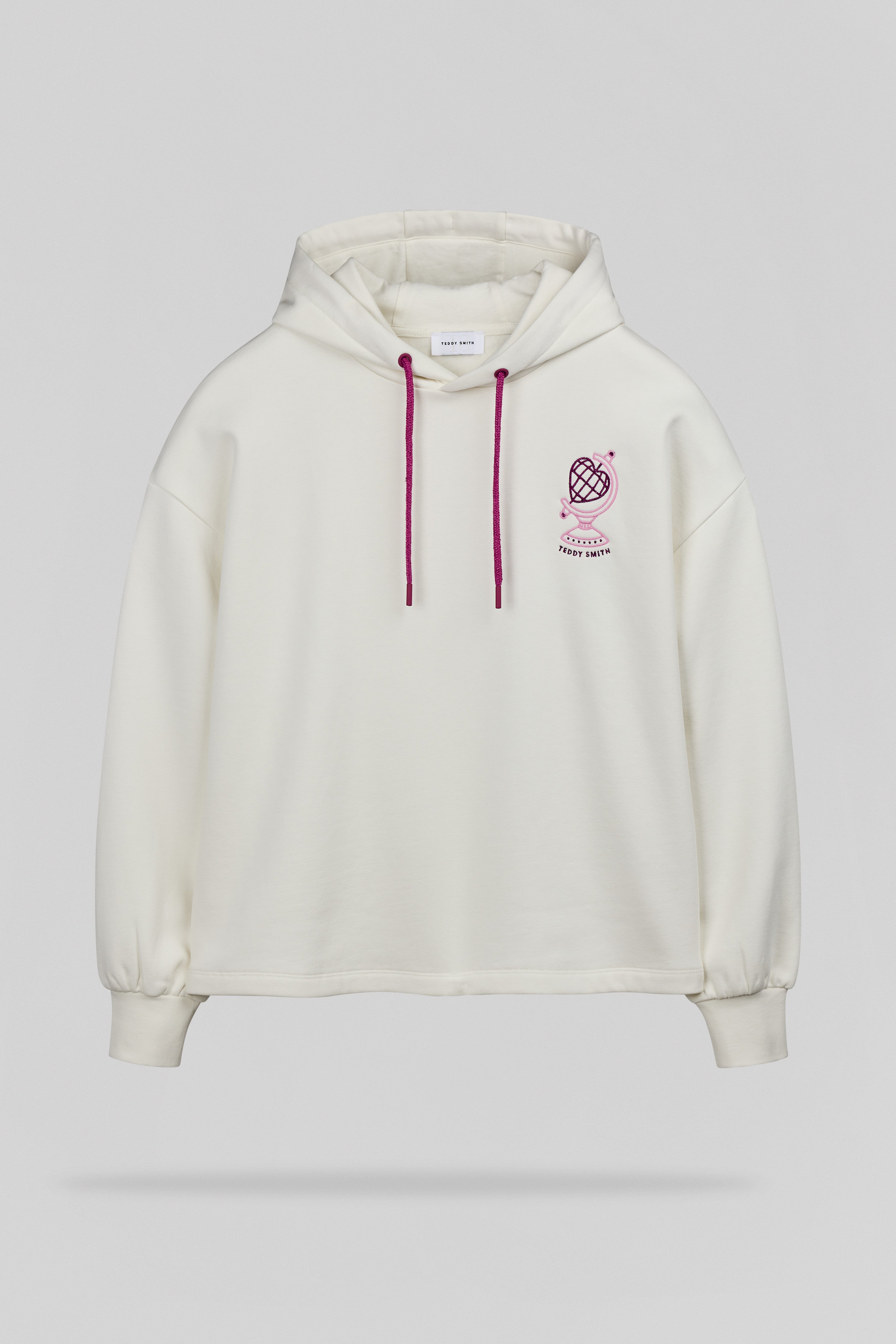 Teddy Smith S-Juliette Hood sweat blanc broderie voyage