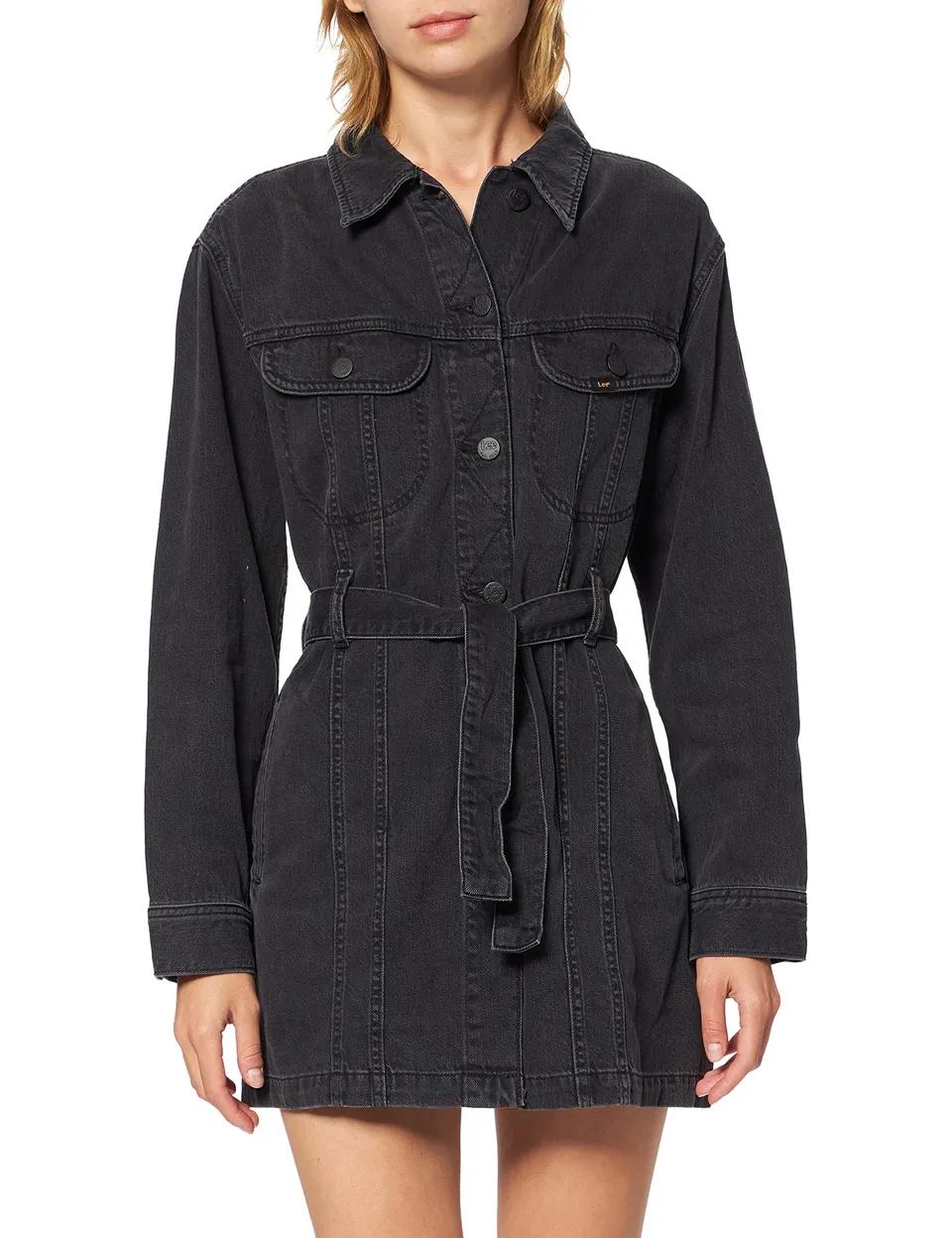 Lee Belted Rider veste en jean noir ceinturée