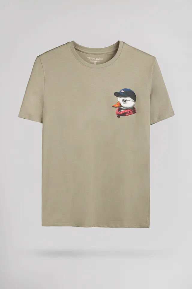 Teddy Smith T-Duck t-shirt bleach kaki homme col rond