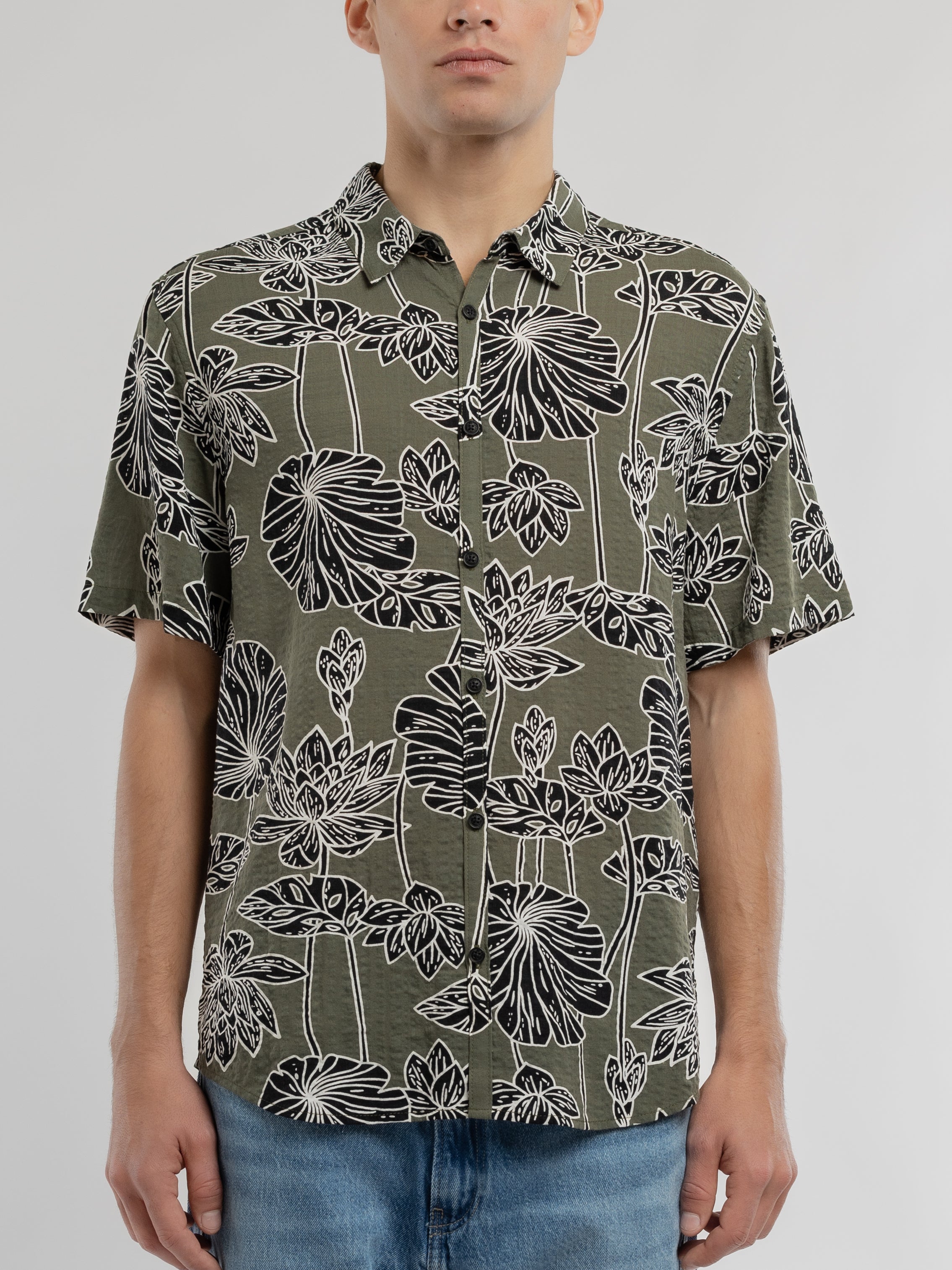 Teddy Smith C-Dixon MC Chemise Kaki Homme Fleurs