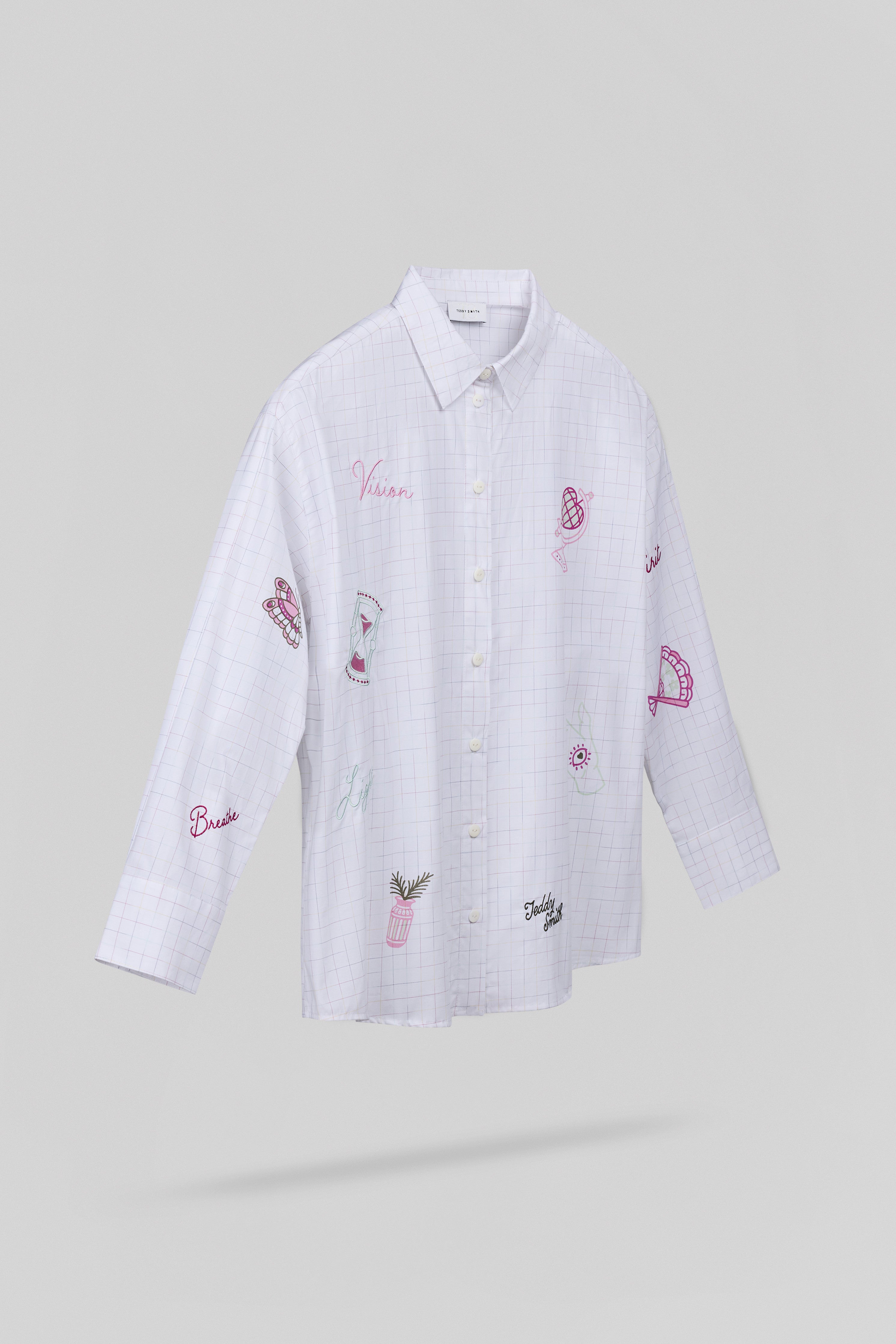 Teddy Smith C-Cyra ML chemise blanc brodée femme coton