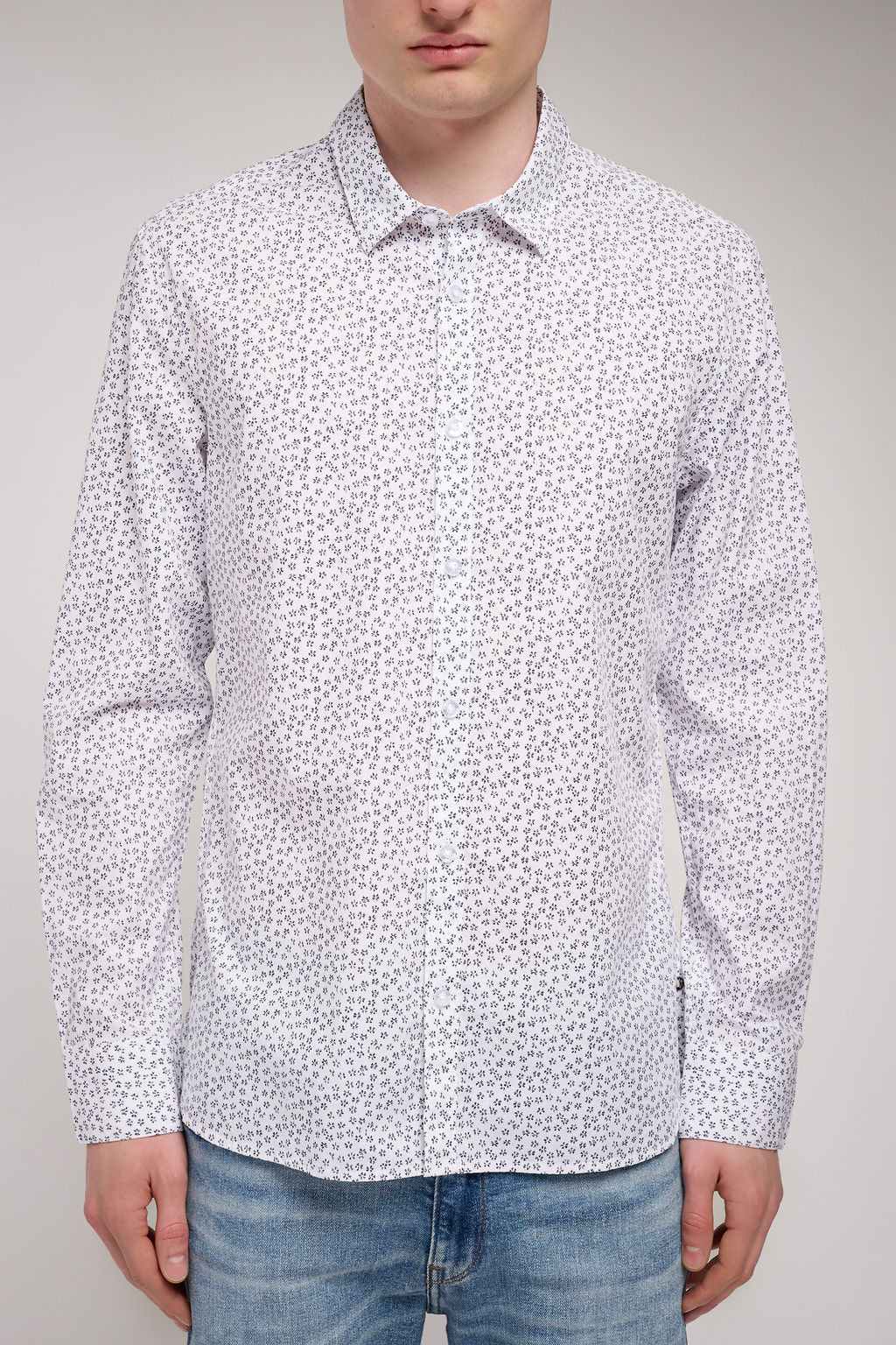 Teddy Smith Carton ML chemise cintrée blanc micro print