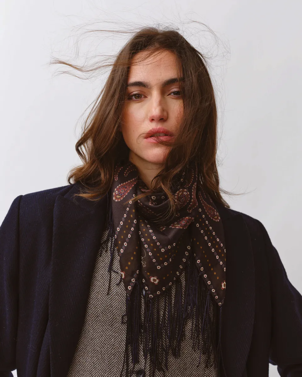 DIEGA FAREO foulard soie noir marine TU