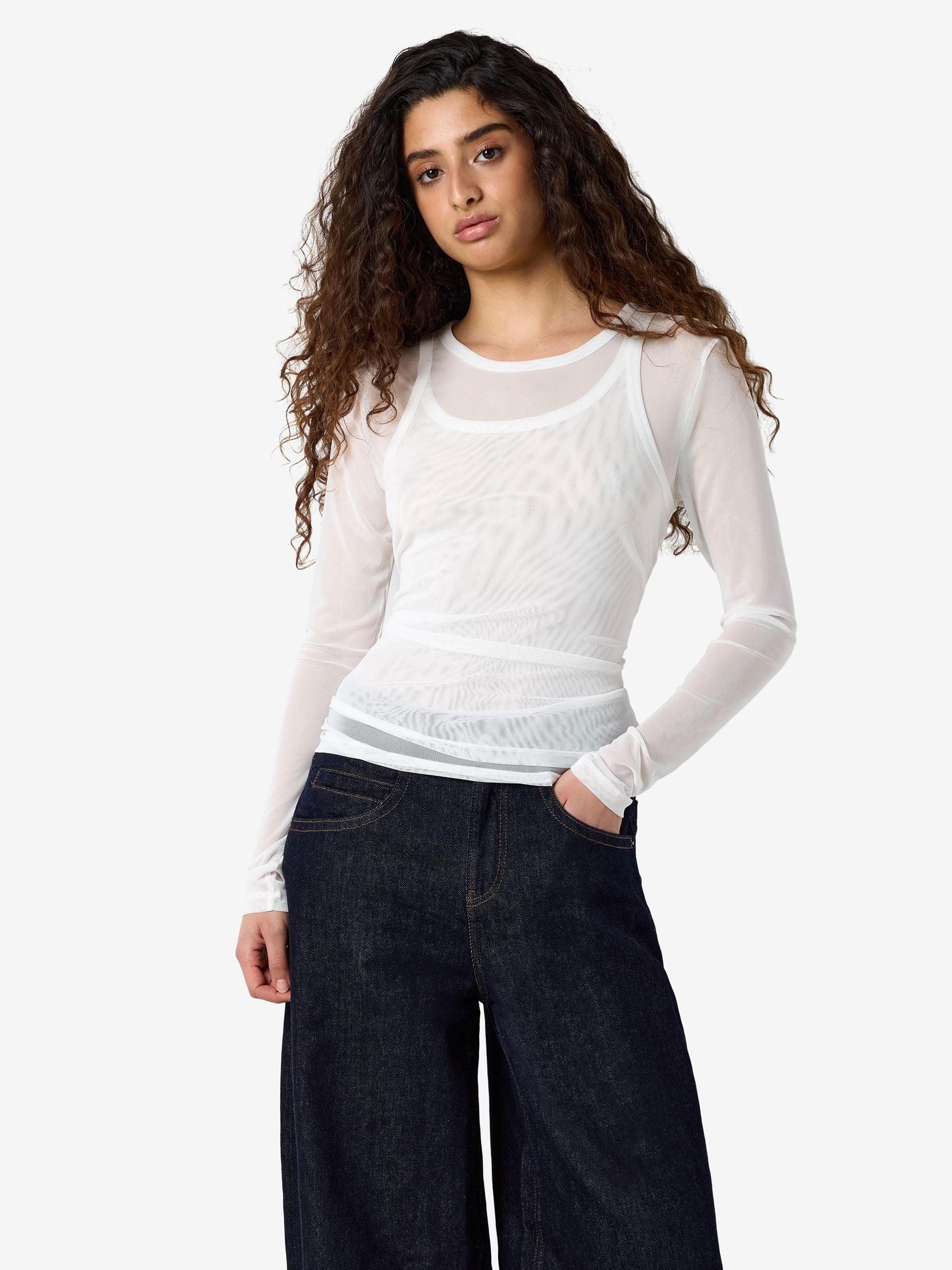 Noisy May Judith Mesh top manches longues col rond