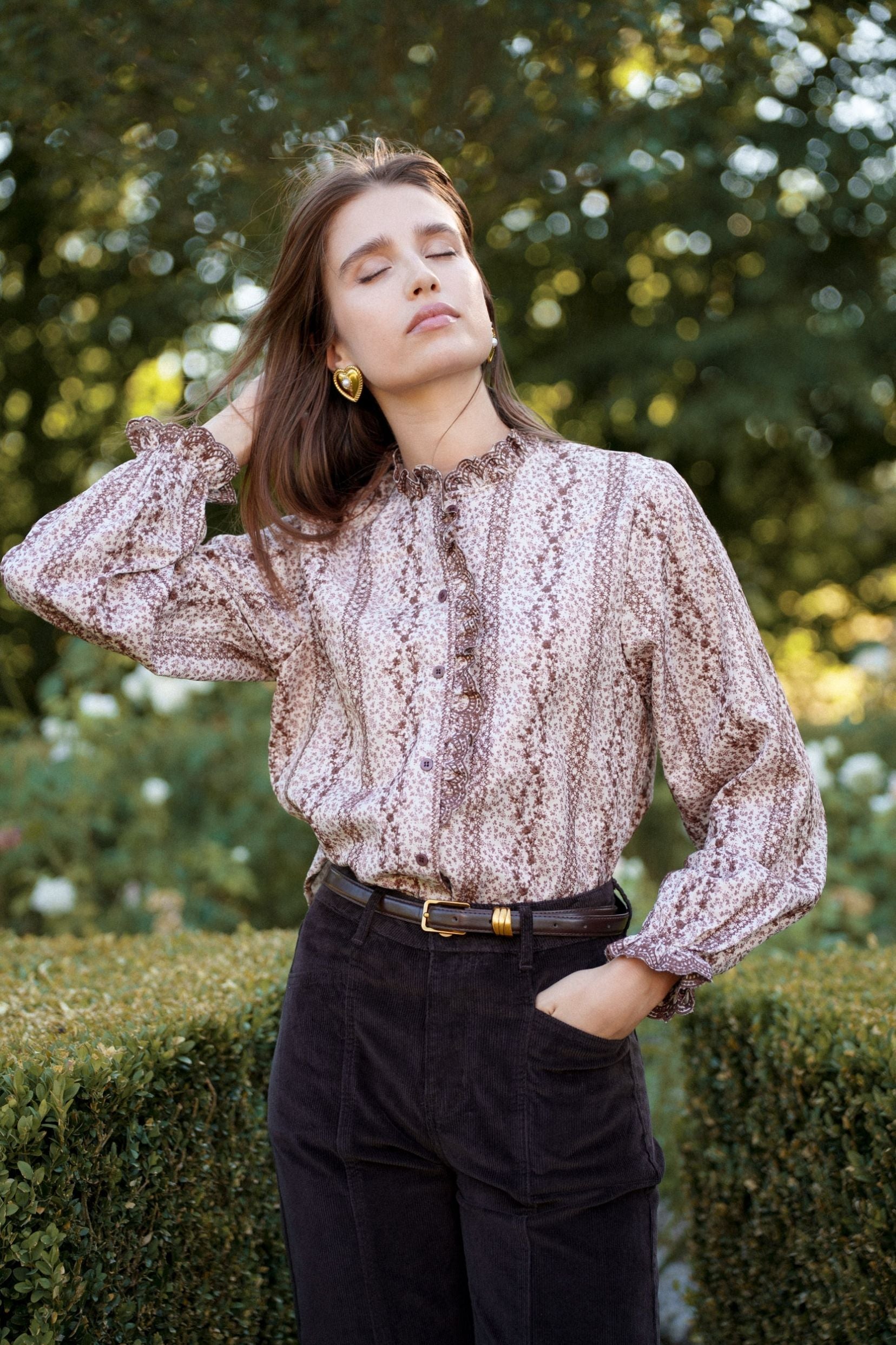 Maison Onado Arielle blouse florale col volanté