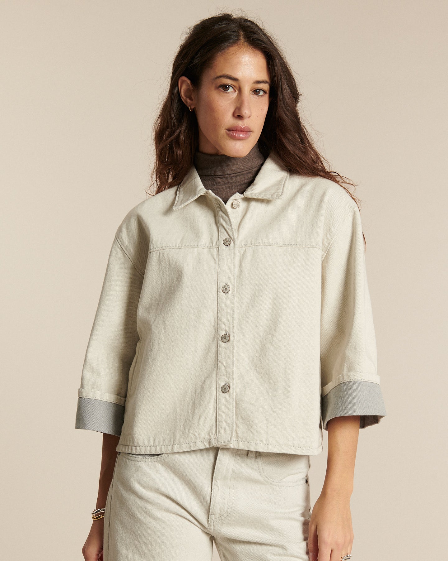 Labdip Belem veste en jean courte undyed granit coton